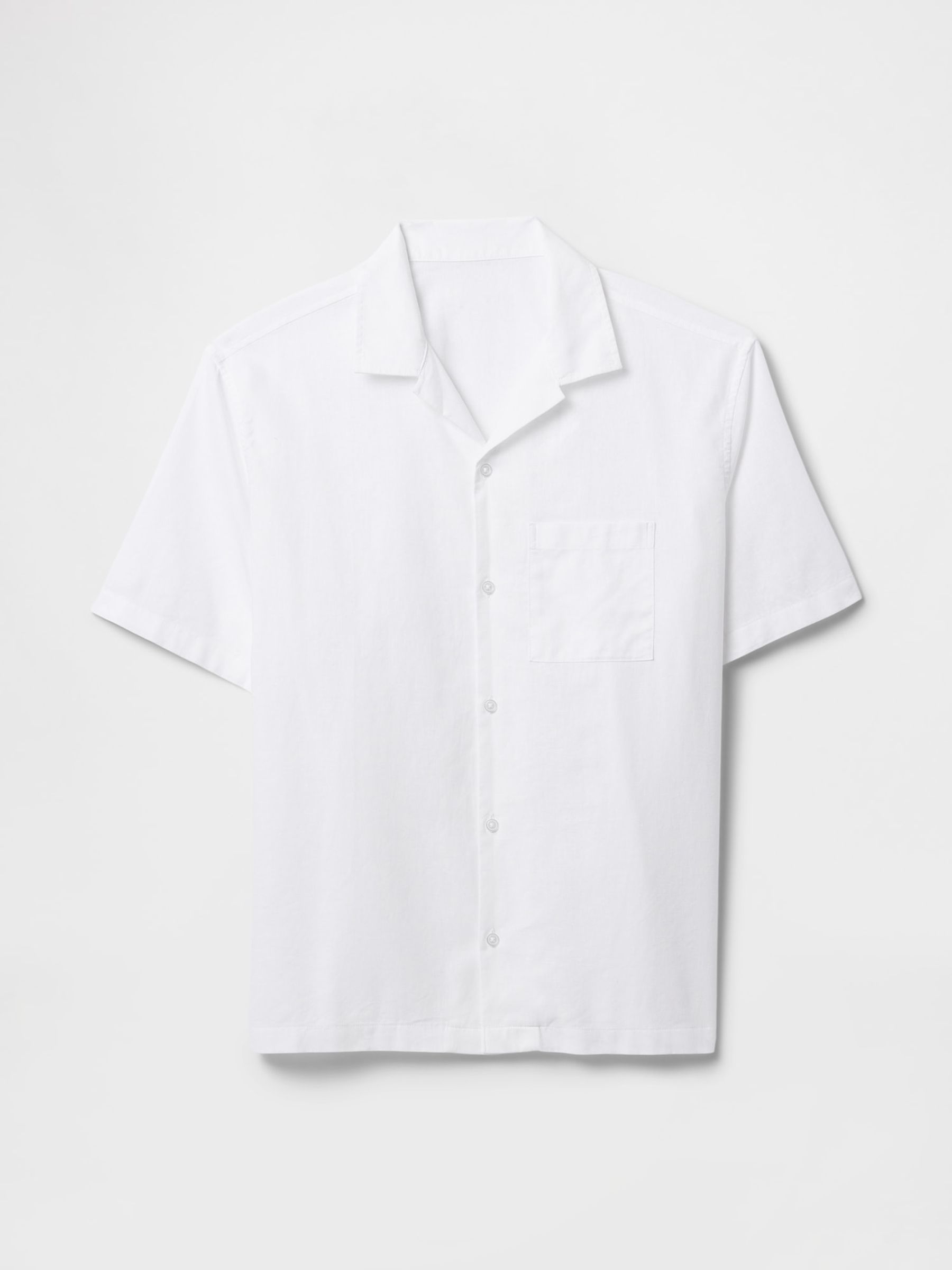 White Linen-Cotton Short Sleeve Shirt - Image 4 of 5