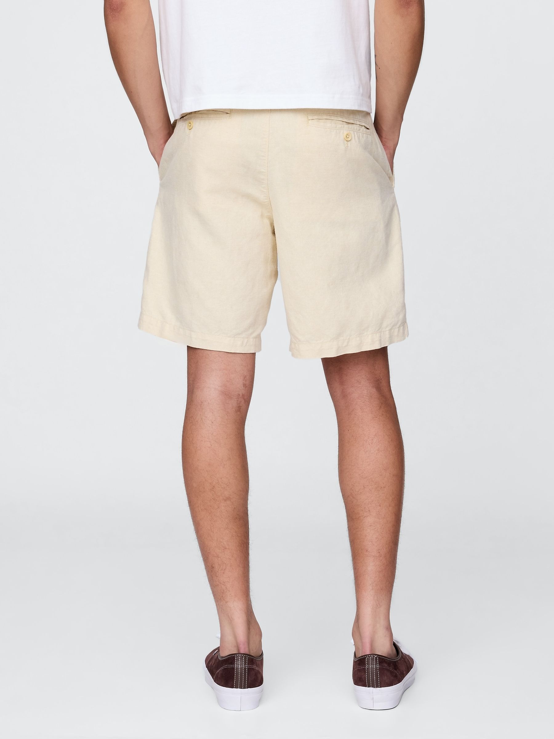 Beige 8" Linen-Cotton Shorts - Image 2 of 9