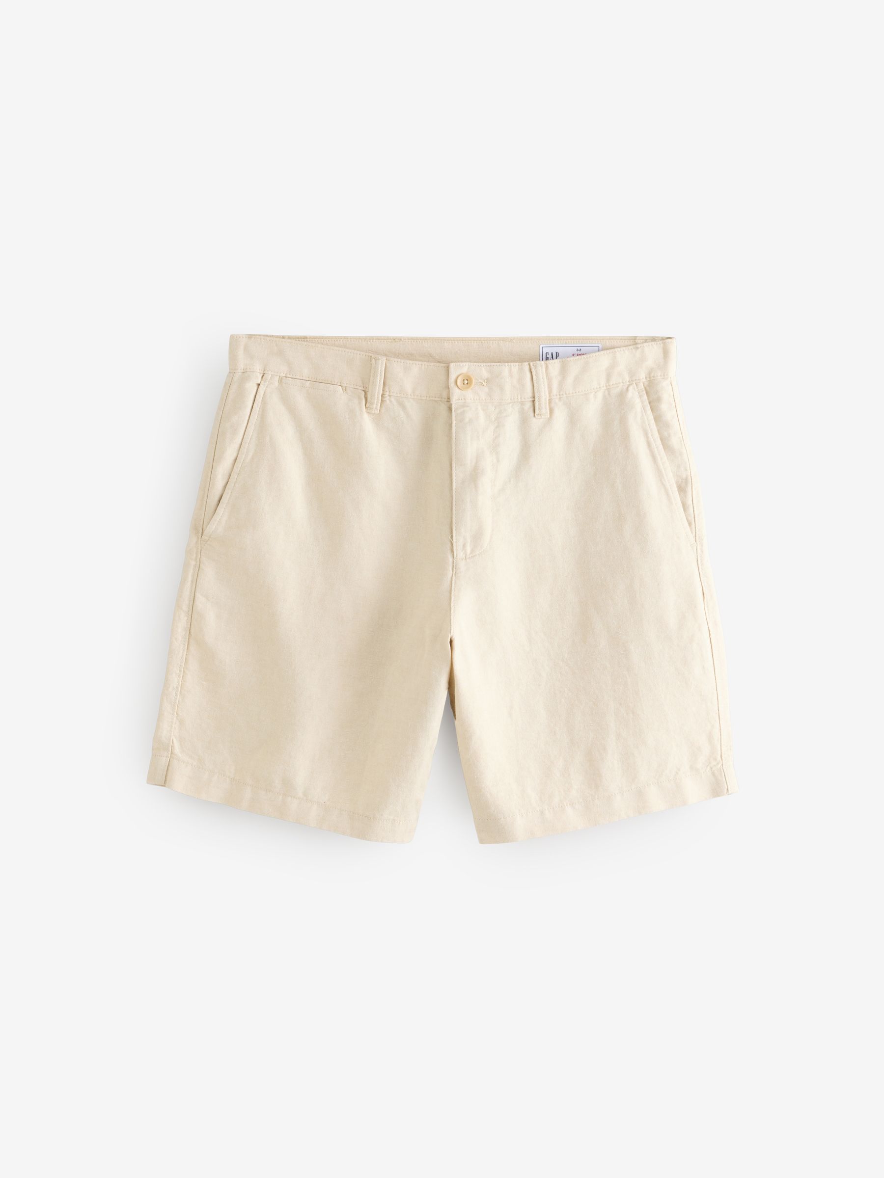 Beige 8" Linen-Cotton Shorts - Image 6 of 9