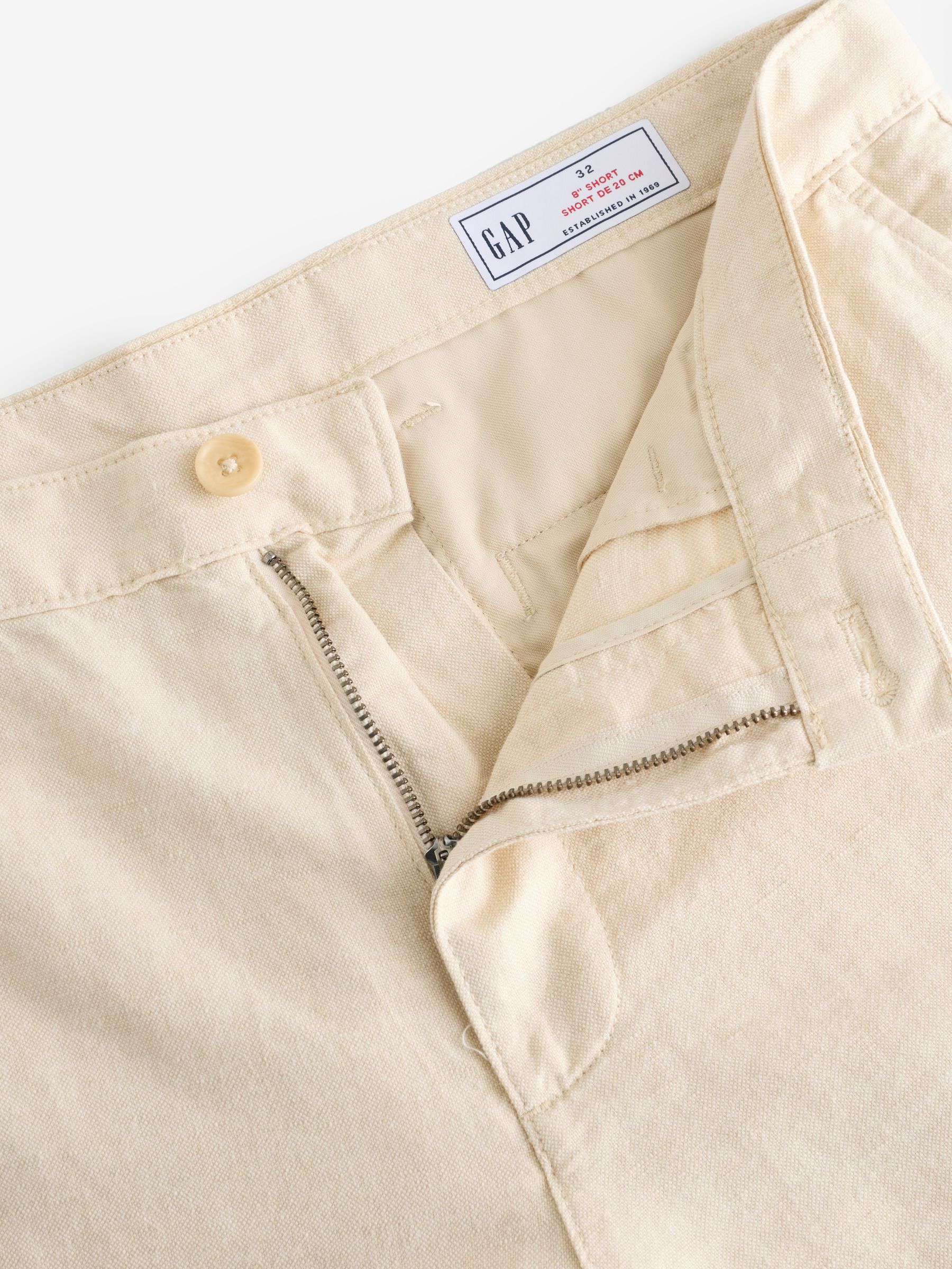 Beige 8" Linen-Cotton Shorts - Image 8 of 9