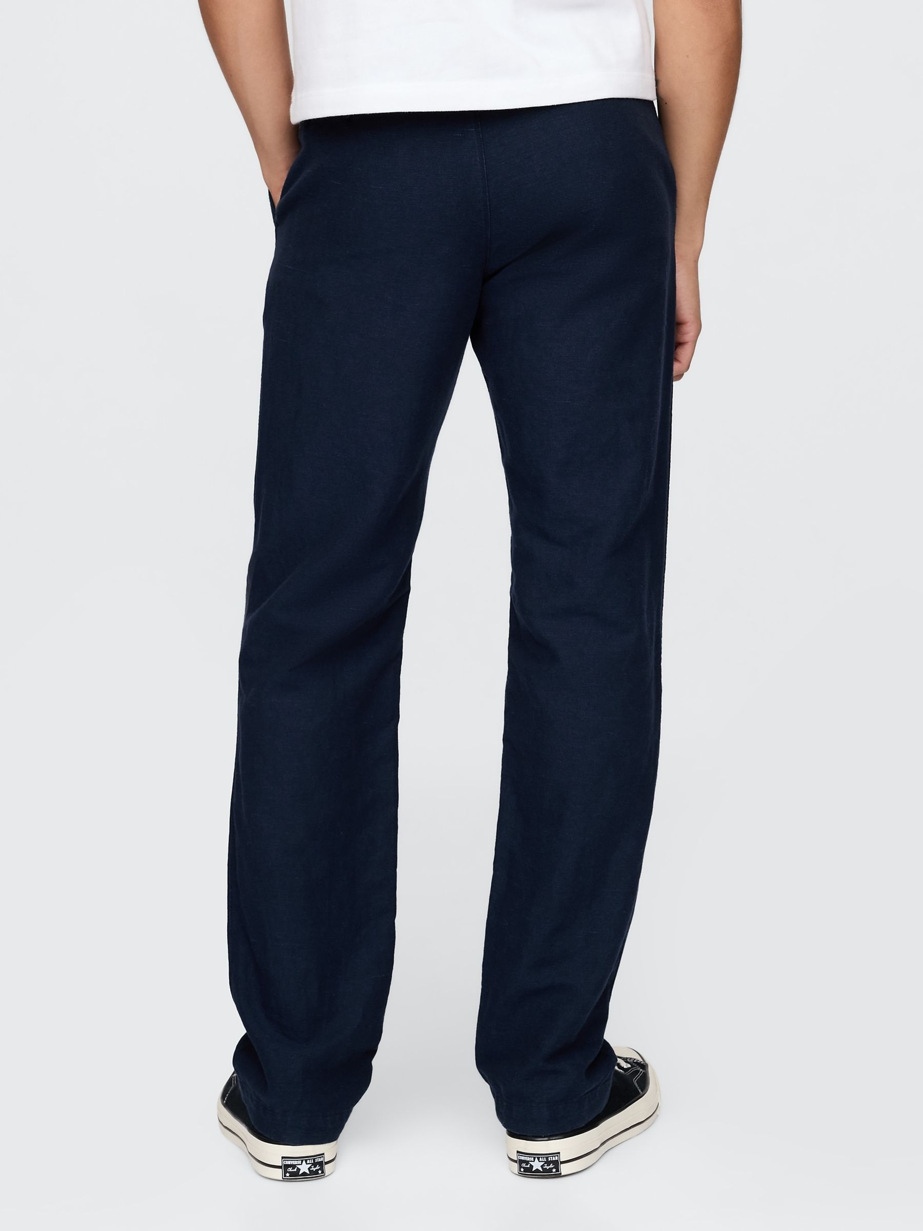 Navy Blue Linen-Cotton Chinos - Image 2 of 5