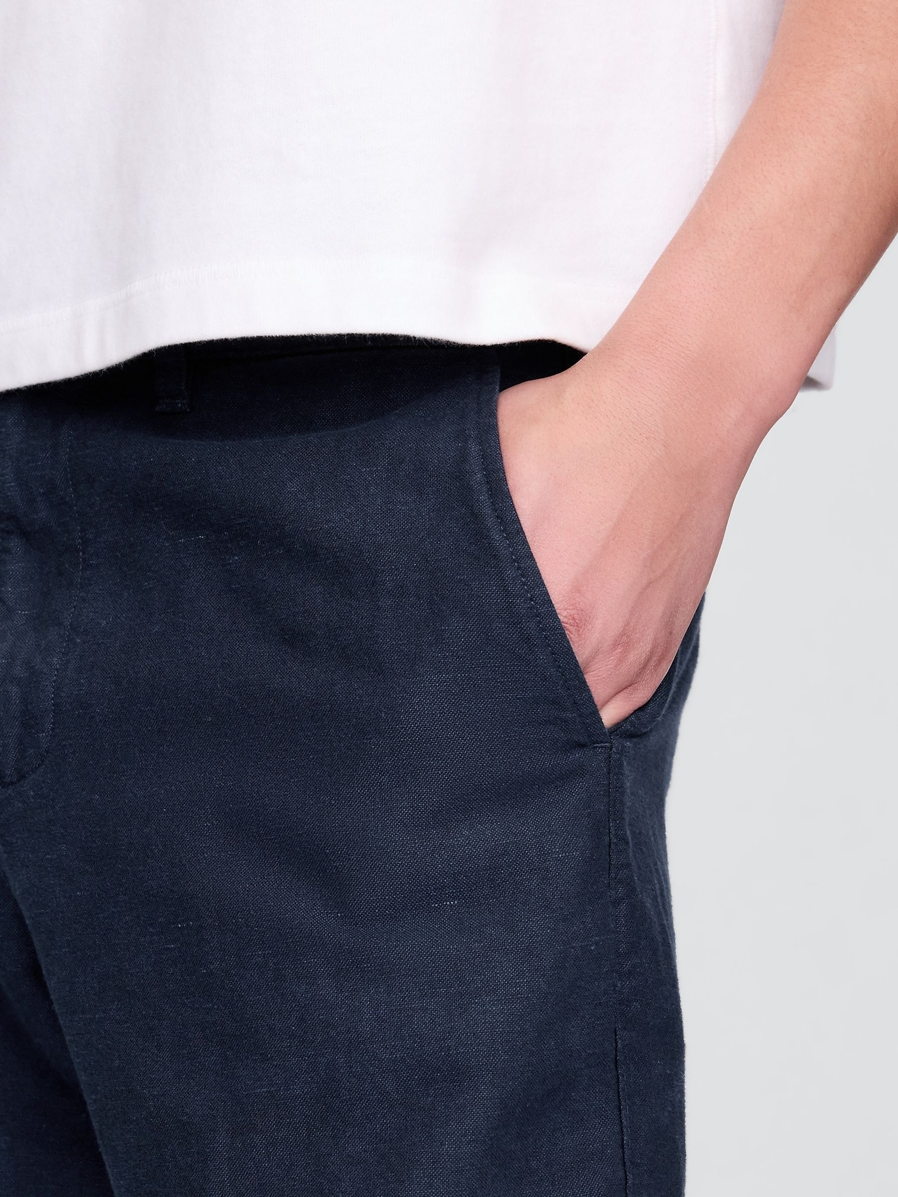 Navy Blue 8"" Linen-Cotton Chino Shorts - Image 5 of 5