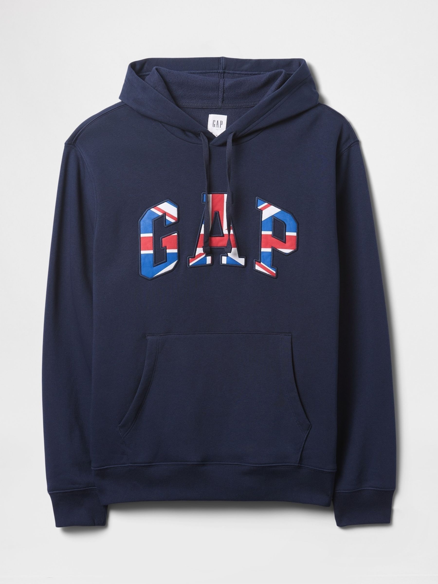 Navy Blue Union Jack Logo Fleece-Lined Hoodie - Image 4 of 5