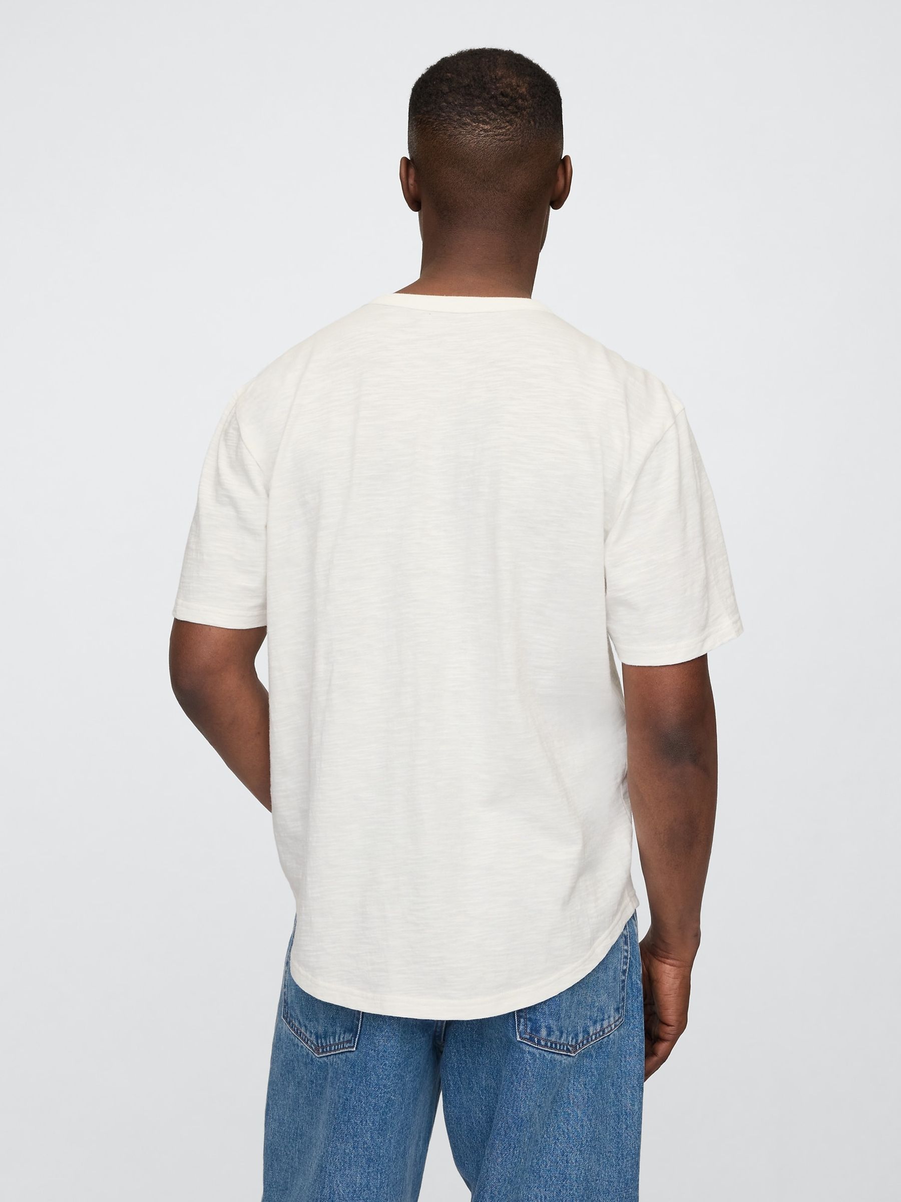White Short Sleeve Henley T-Shirt - Image 2 of 5