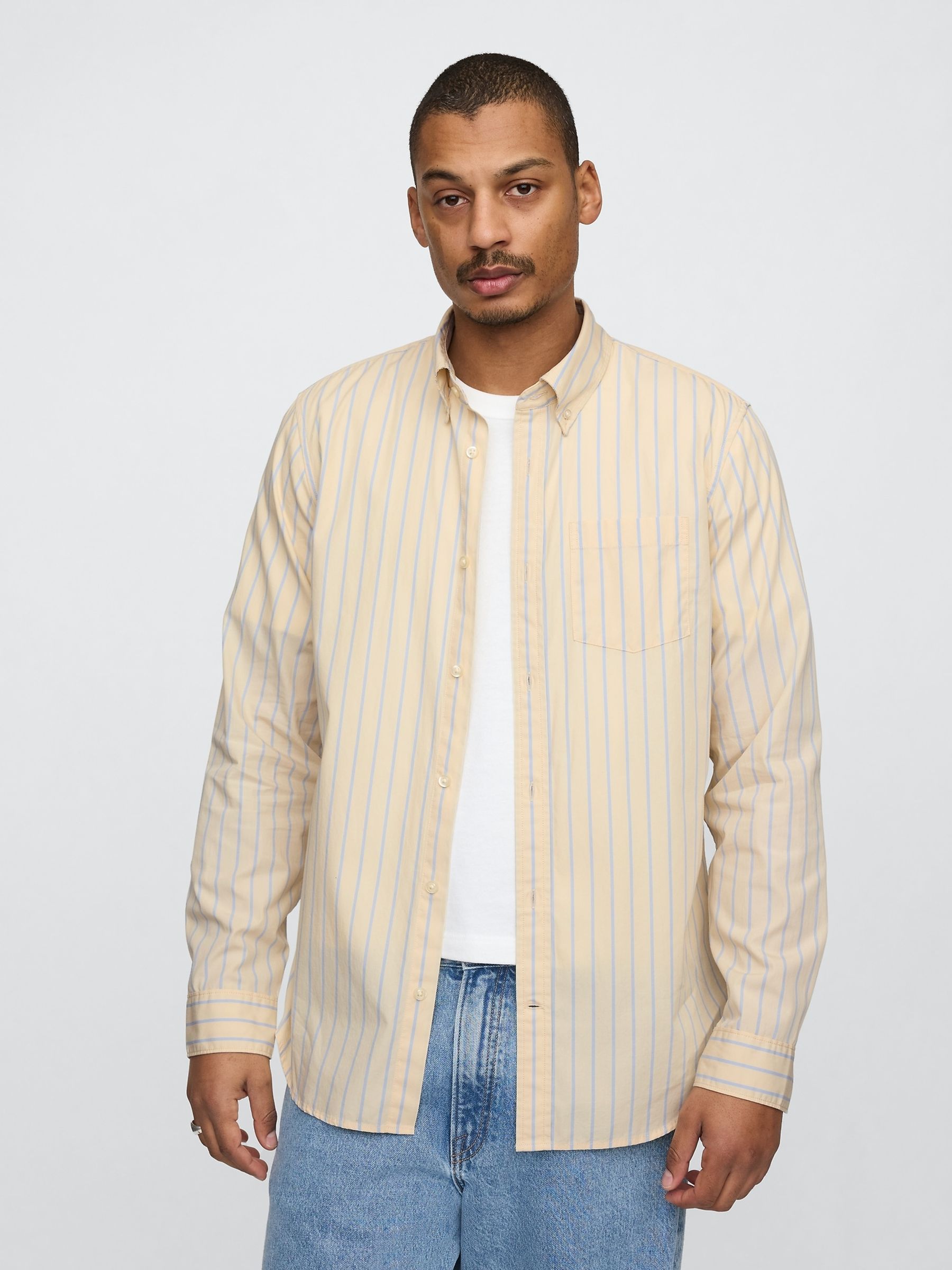 Yellow Stripe Long Sleeve Poplin Classic Shirt - Image 1 of 5