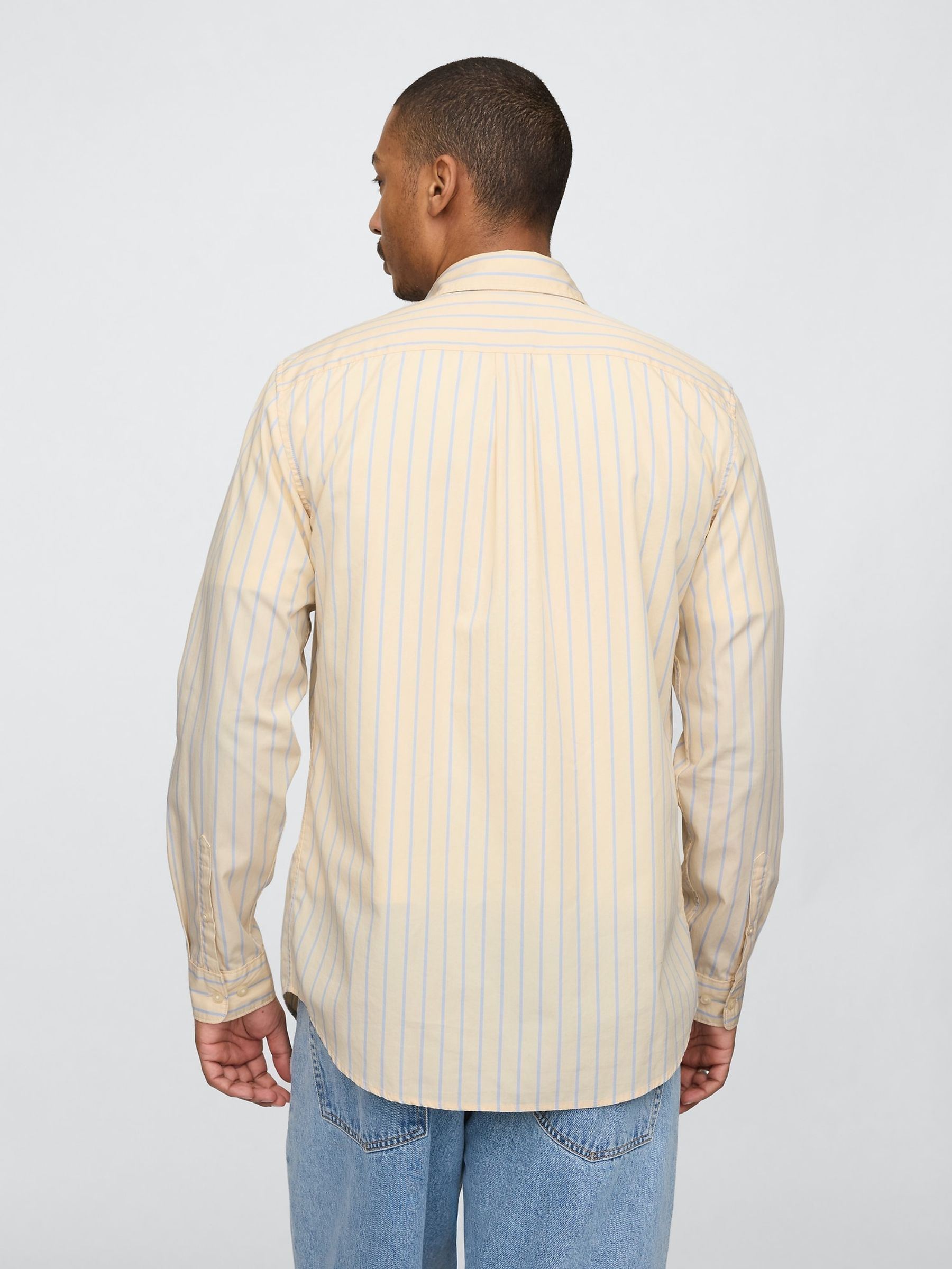 Yellow Stripe Long Sleeve Poplin Classic Shirt - Image 2 of 5