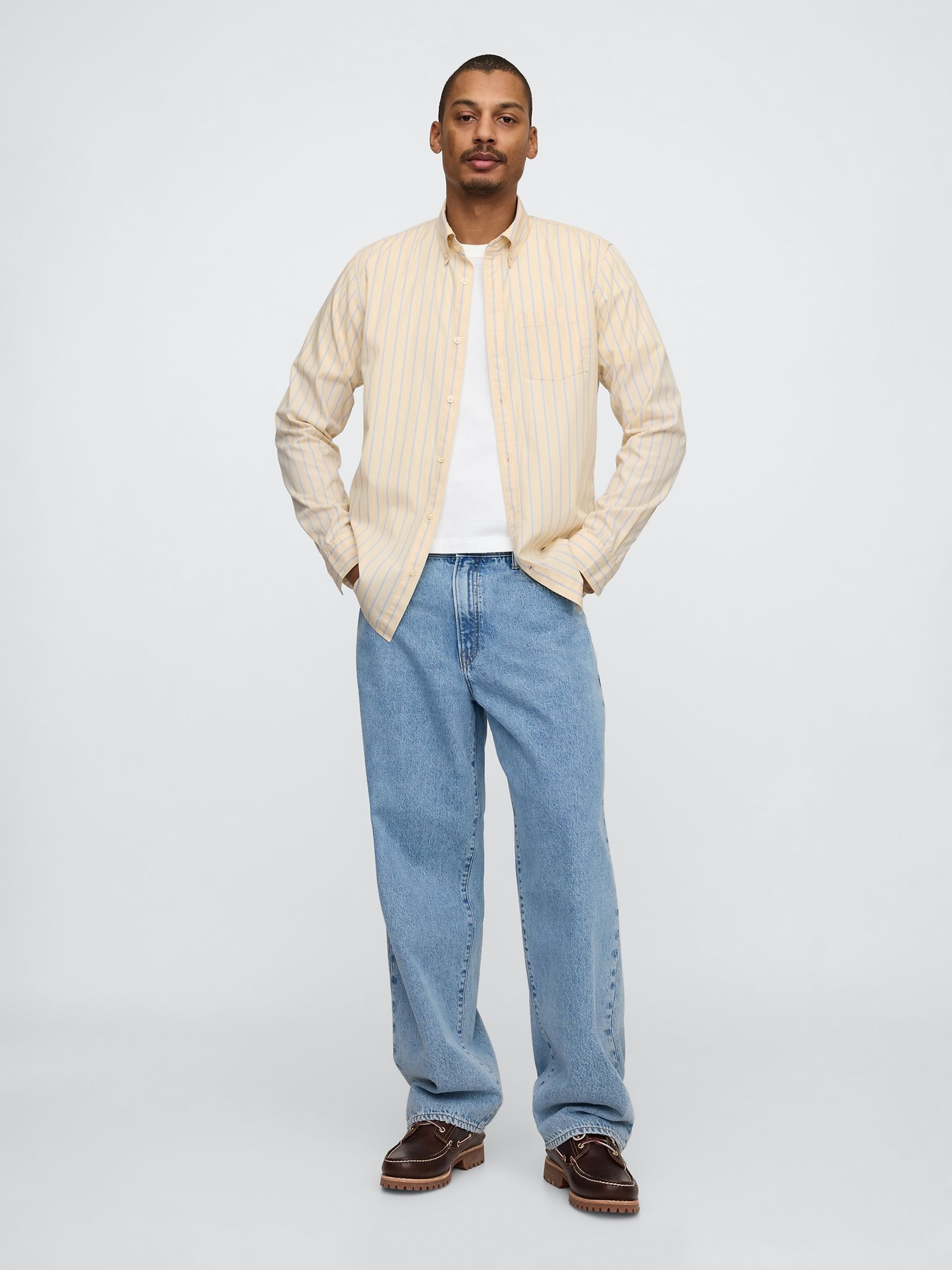 Yellow Stripe Long Sleeve Poplin Classic Shirt - Image 3 of 5