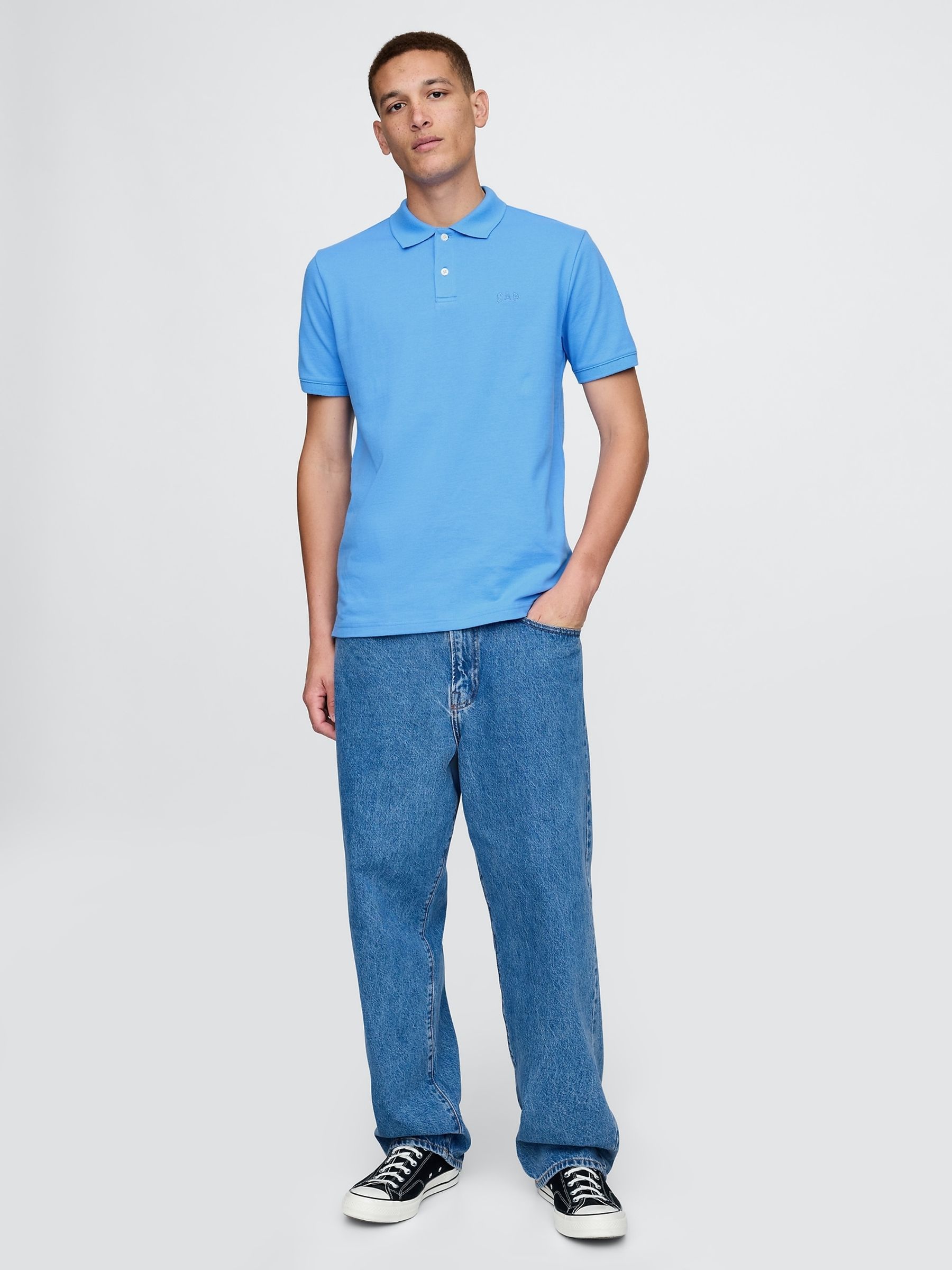 Blue Logo Pique Polo Shirt - Image 3 of 5