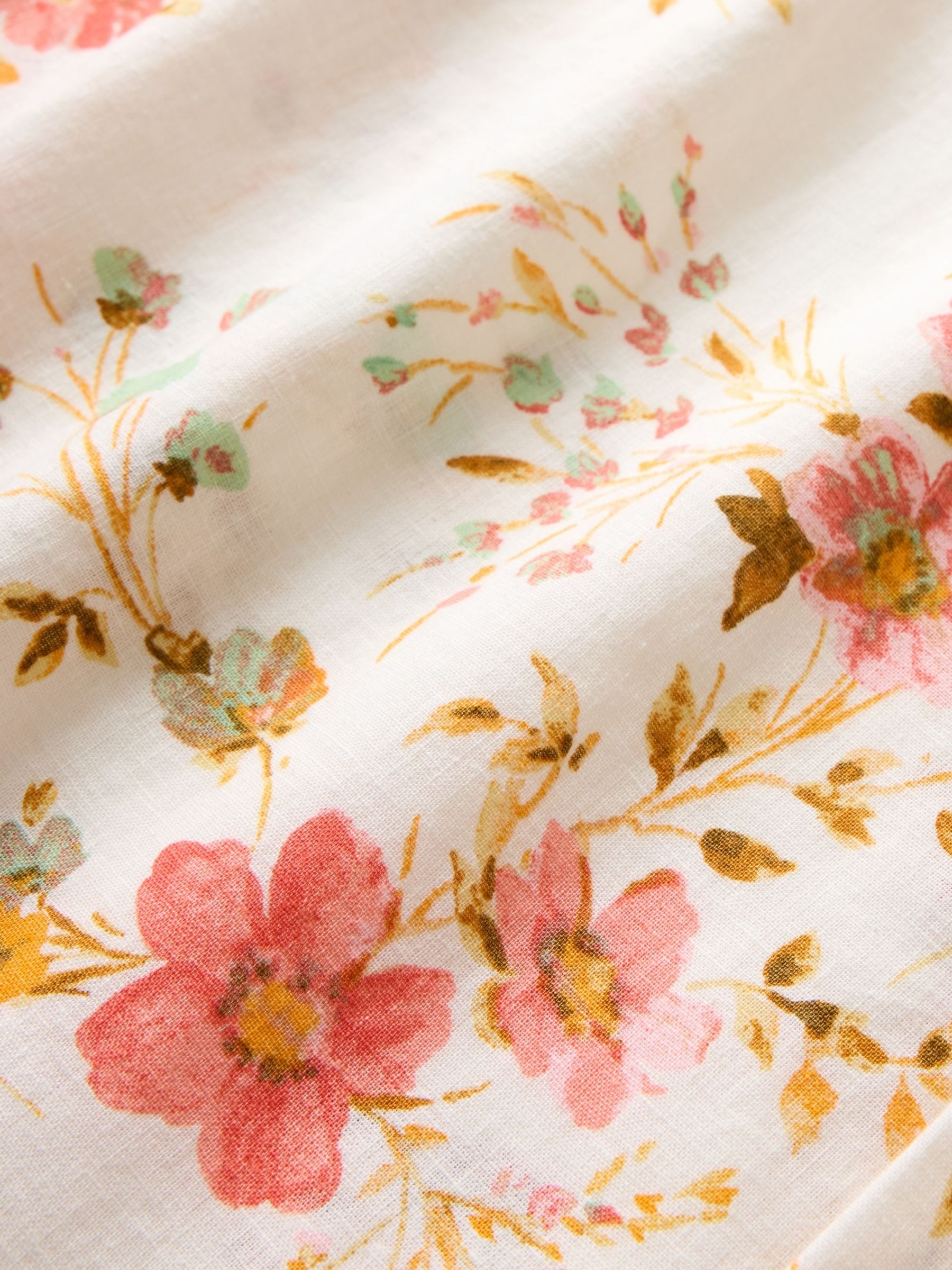 White Floral Linen-Cotton Short Sleeve Shirt - Image 5 of 5