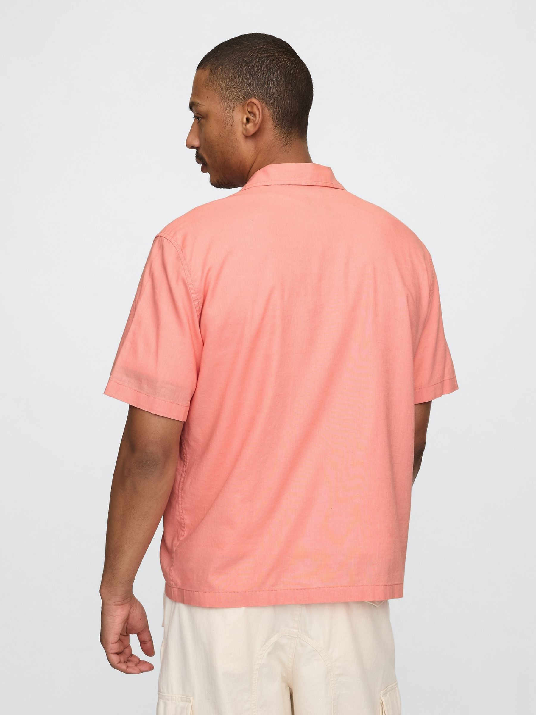 Coral Pink Linen-Cotton Shirt - Image 2 of 5