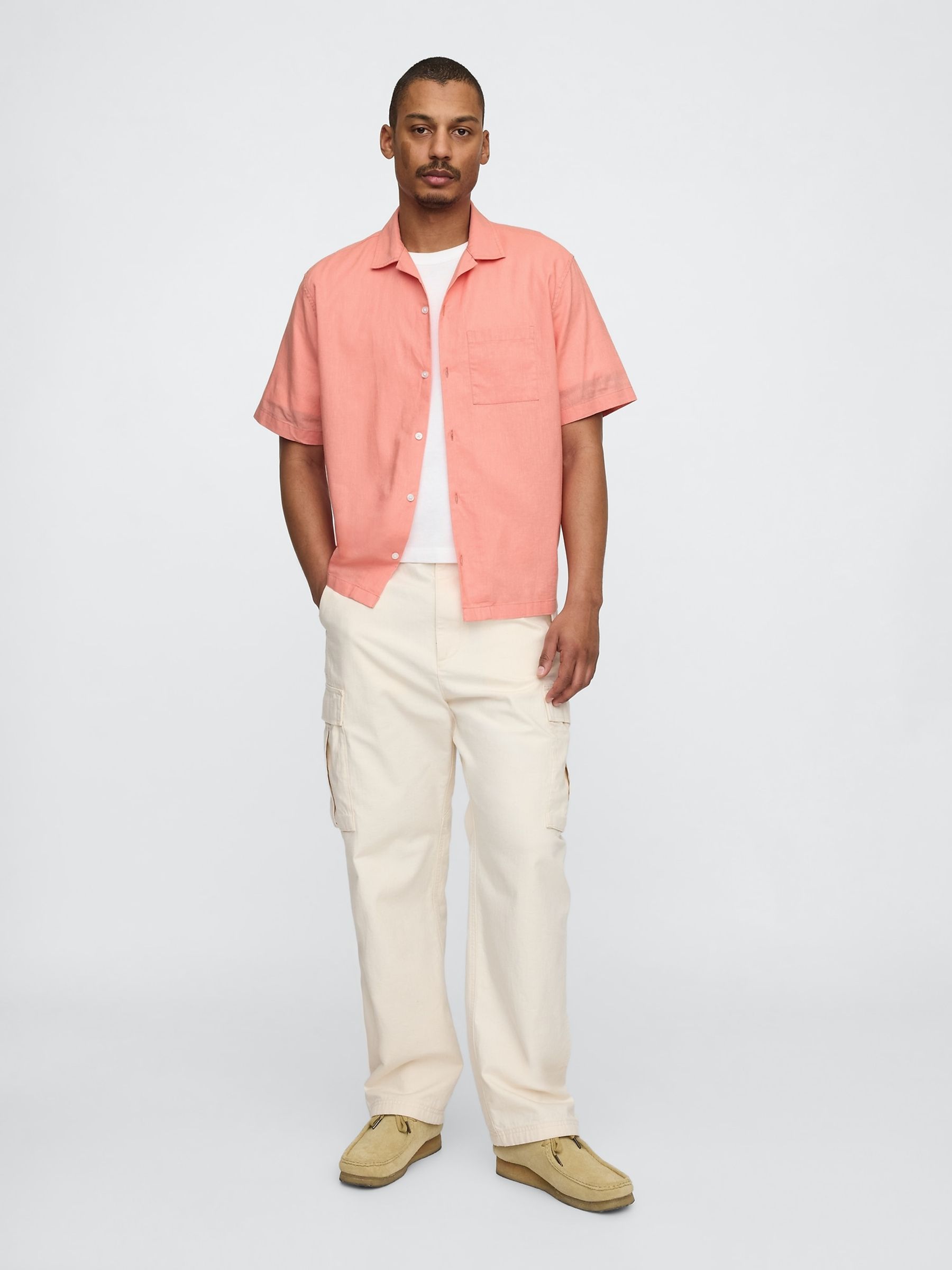 Coral Pink Linen-Cotton Shirt - Image 3 of 5