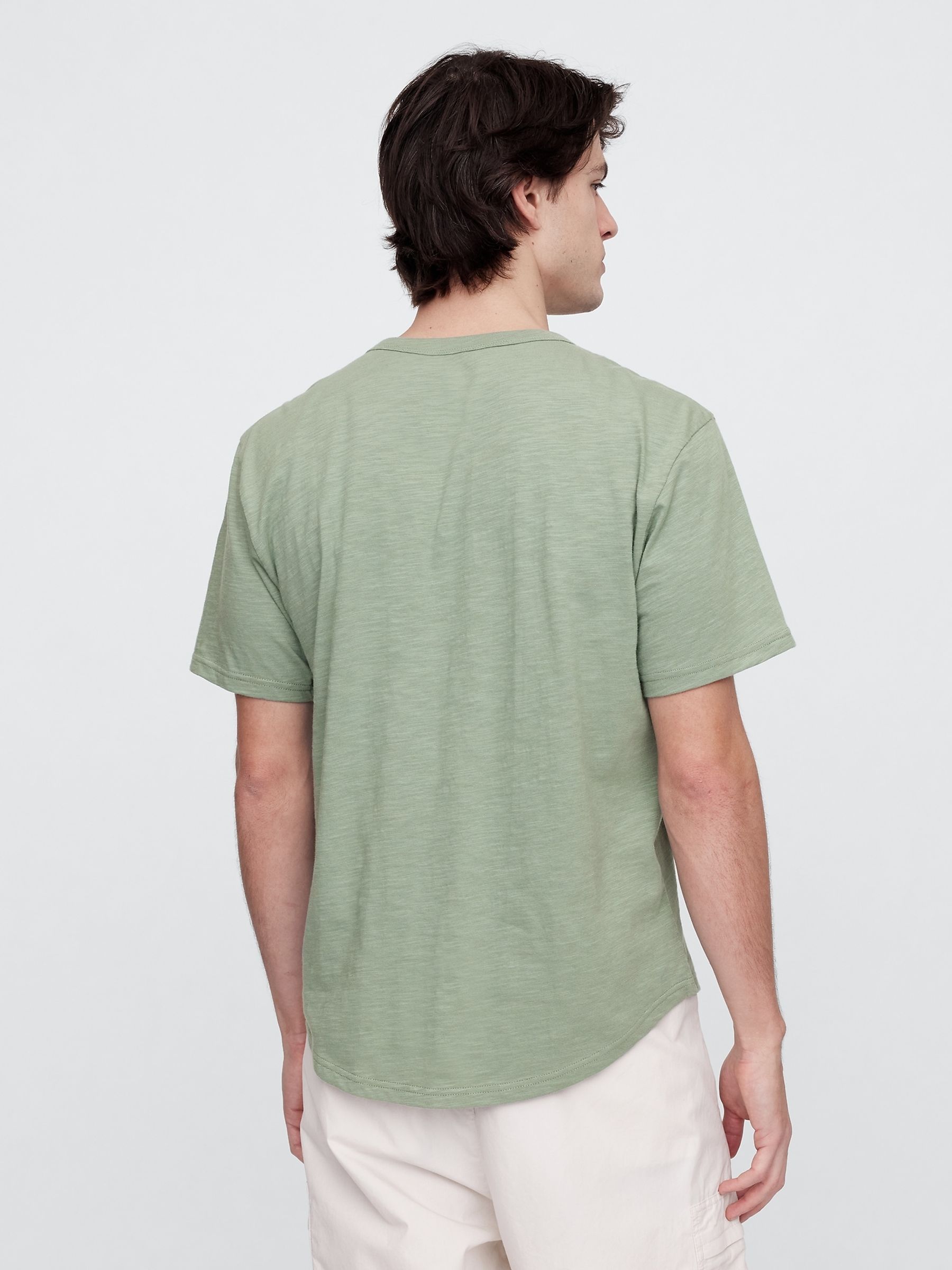 Green Short Sleeve Henley T-Shirt - Image 2 of 5