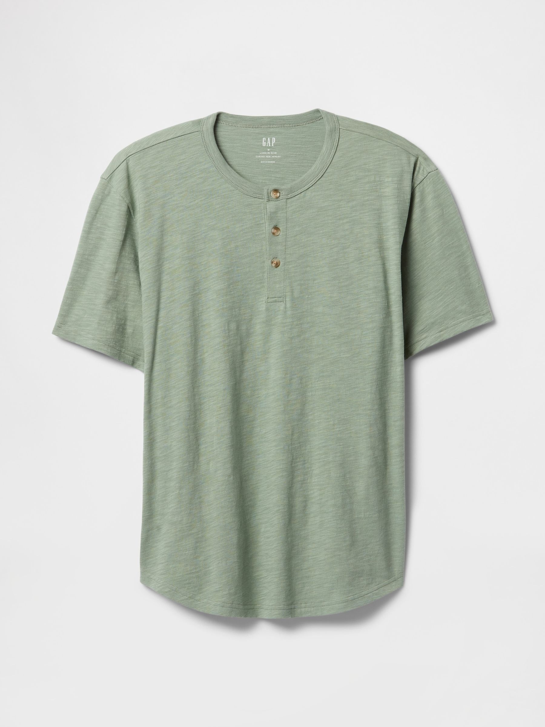Green Short Sleeve Henley T-Shirt - Image 4 of 5