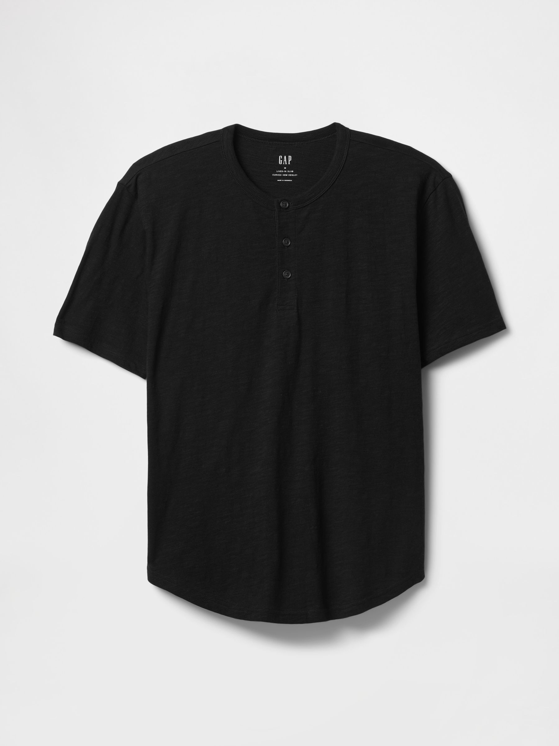 Black Short Sleeve Henley T-Shirt - Image 4 of 5