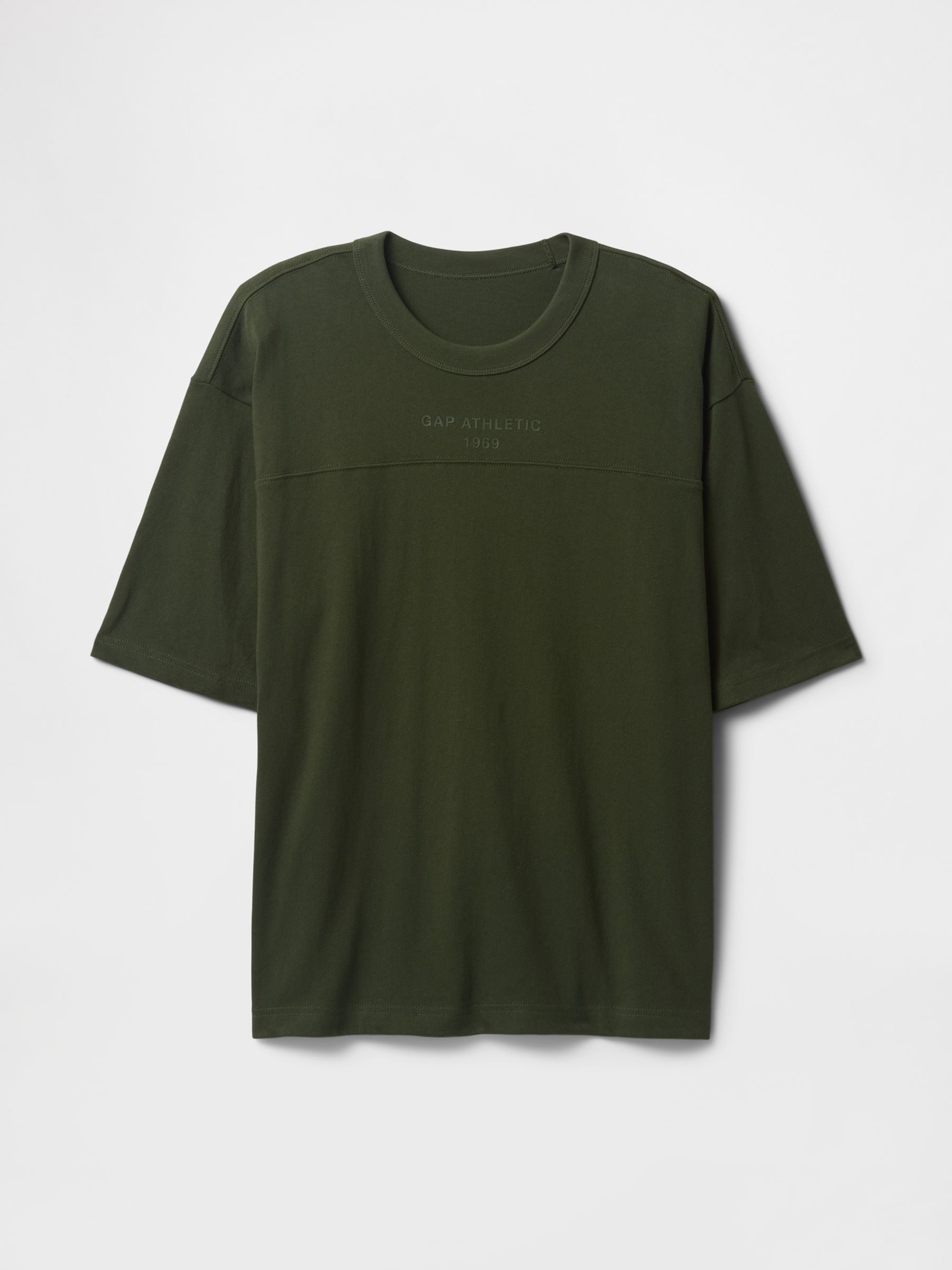 Khaki Green Oversized Athletic Logo T-Shirt - Image 4 of 5