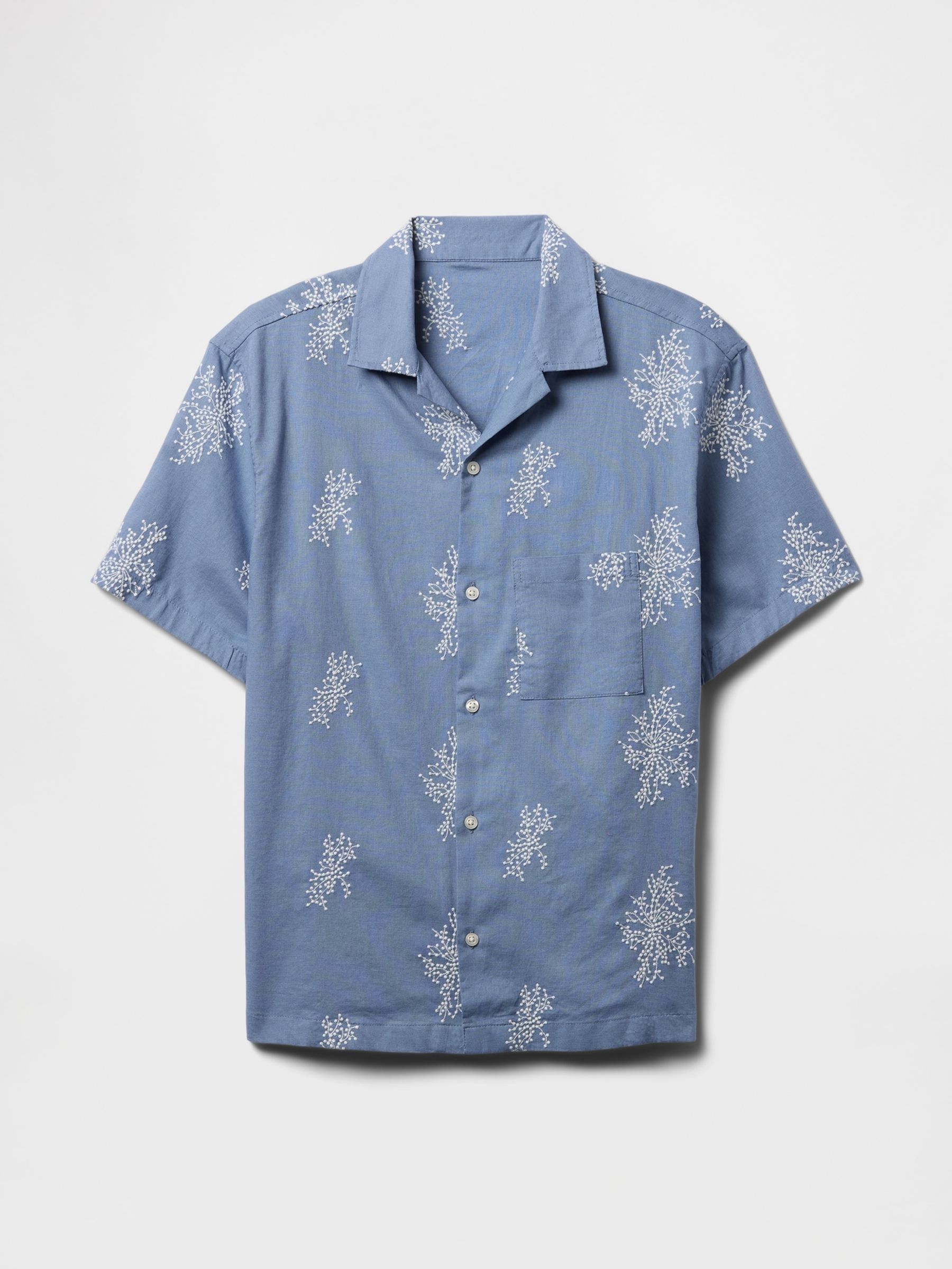 Blue Linen-Cotton Short Sleeve Shirt - Image 4 of 5