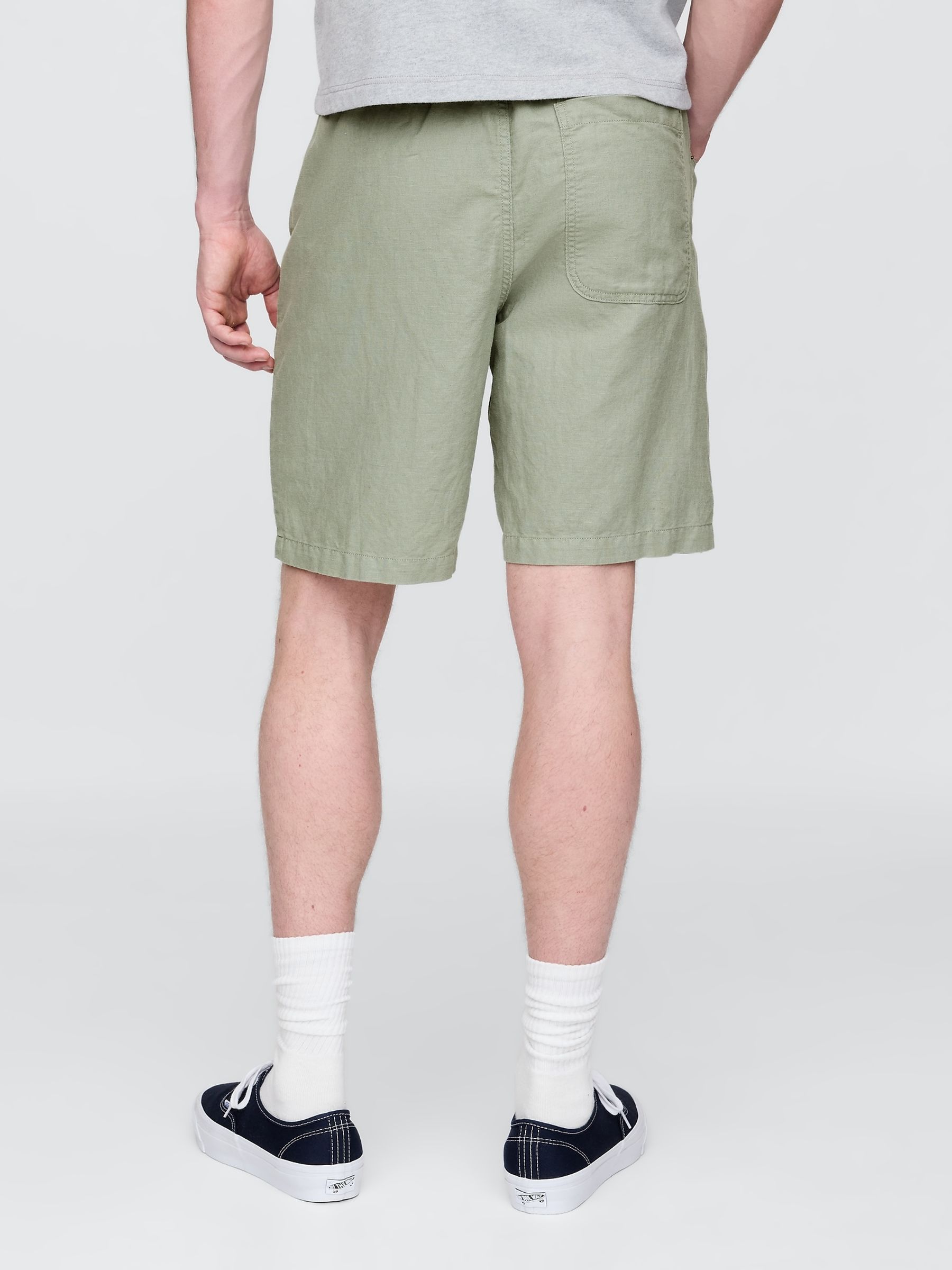 Green 9"" Linen-Cotton Easy Chino Shorts - Image 2 of 5