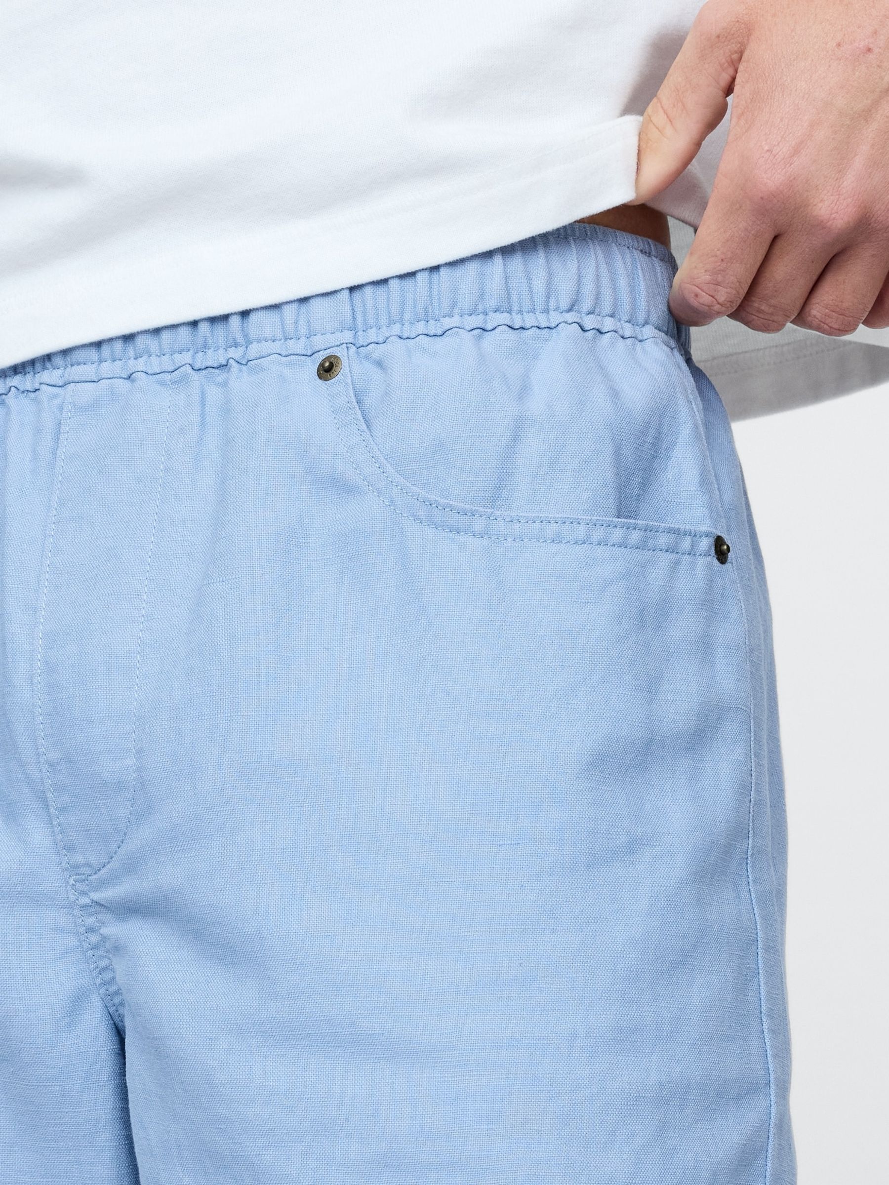 Blue 9"" Linen-Cotton Easy Chino Shorts - Image 4 of 5