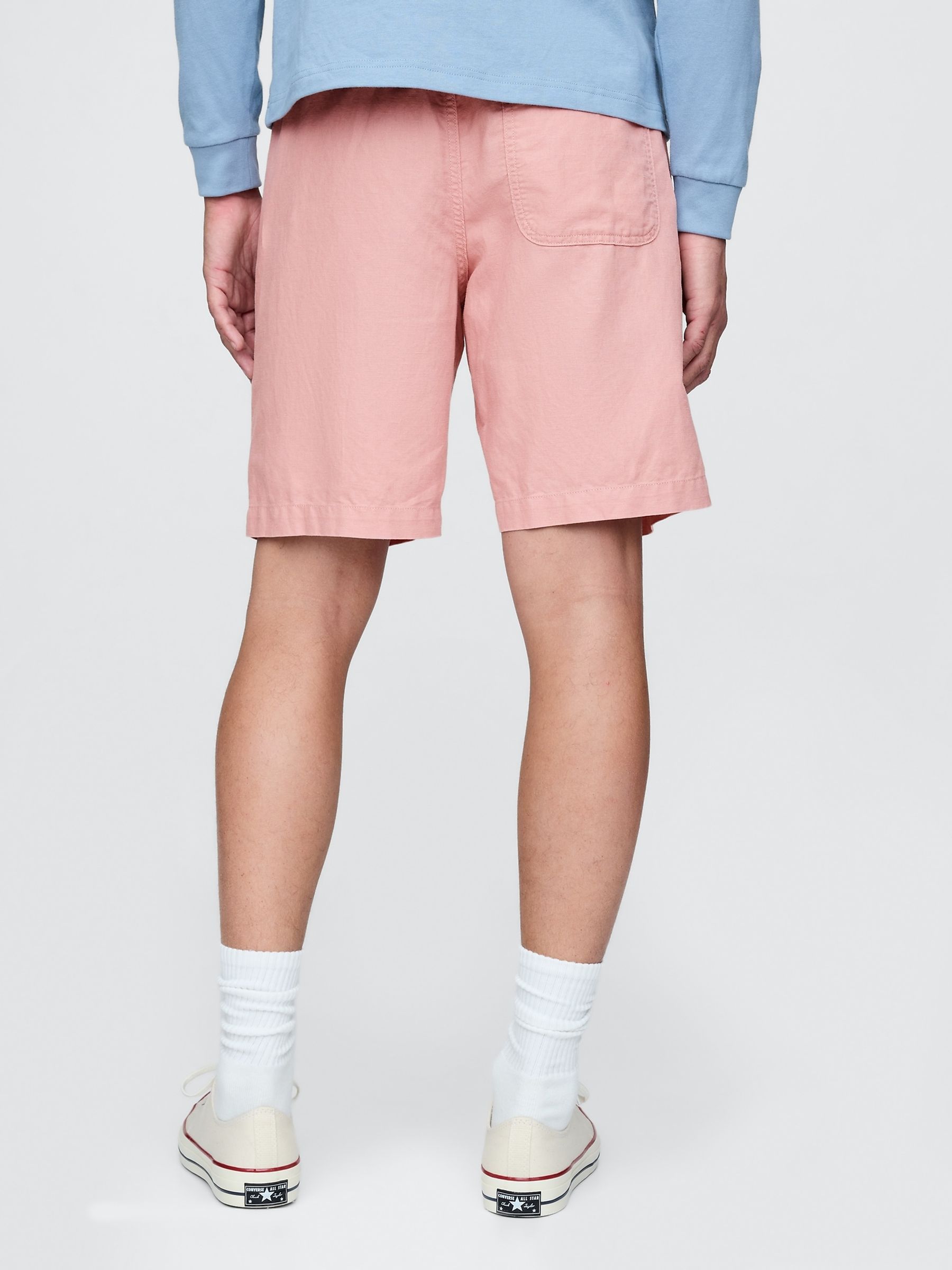 Pink 9"" Linen-Cotton Easy Chino Shorts - Image 2 of 5