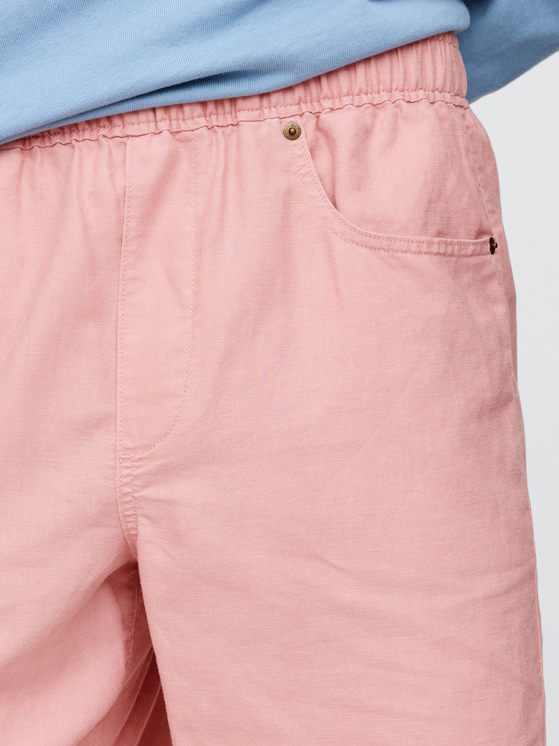 Pink 9"" Linen-Cotton Easy Chino Shorts - Image 5 of 5