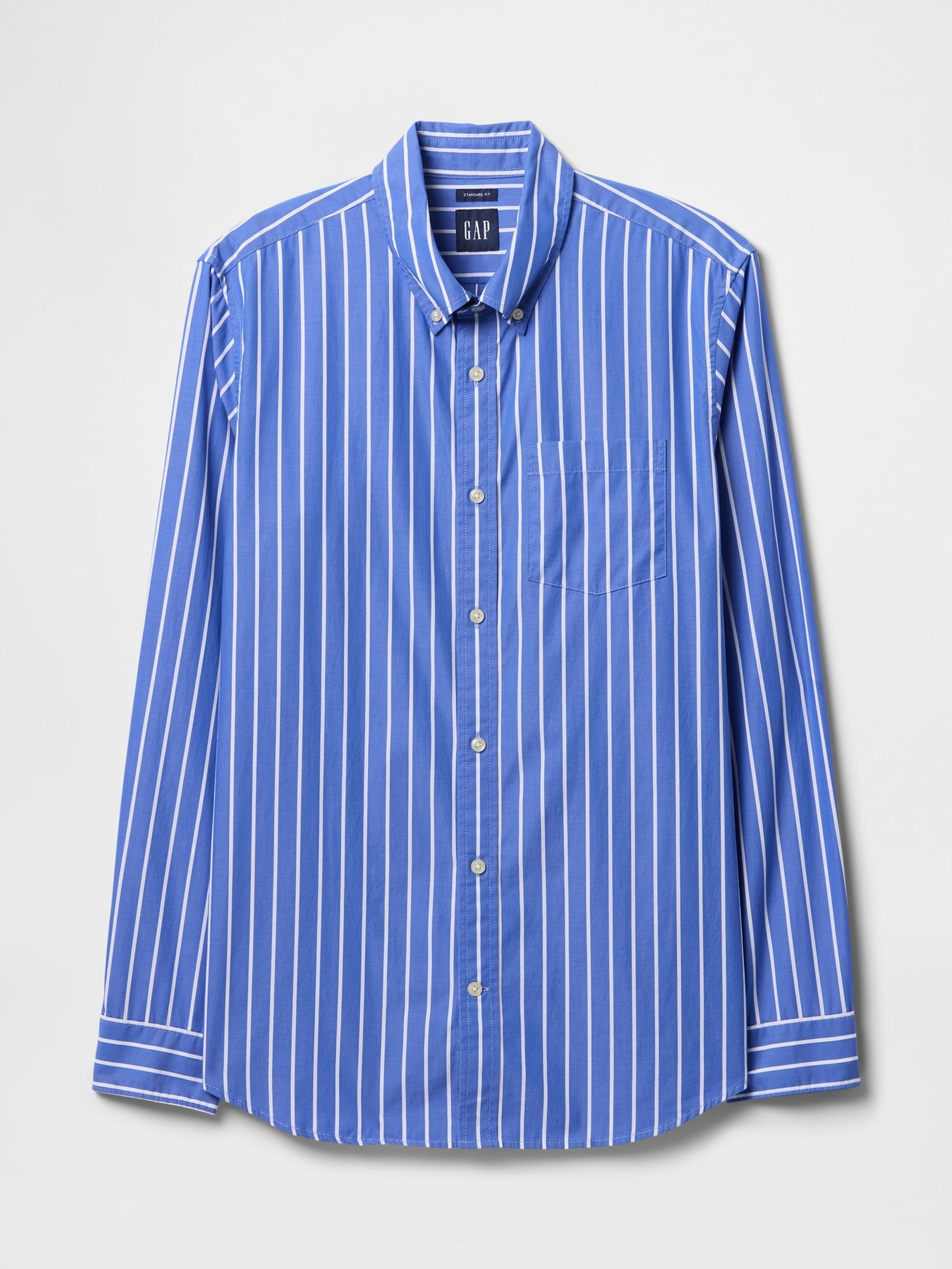Blue Stripe Long Sleeve Poplin Classic Shirt - Image 4 of 5