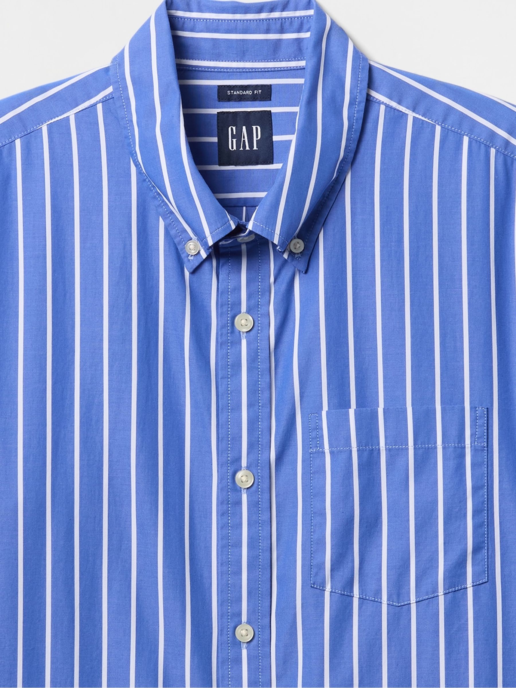 Blue Stripe Long Sleeve Poplin Classic Shirt - Image 5 of 5