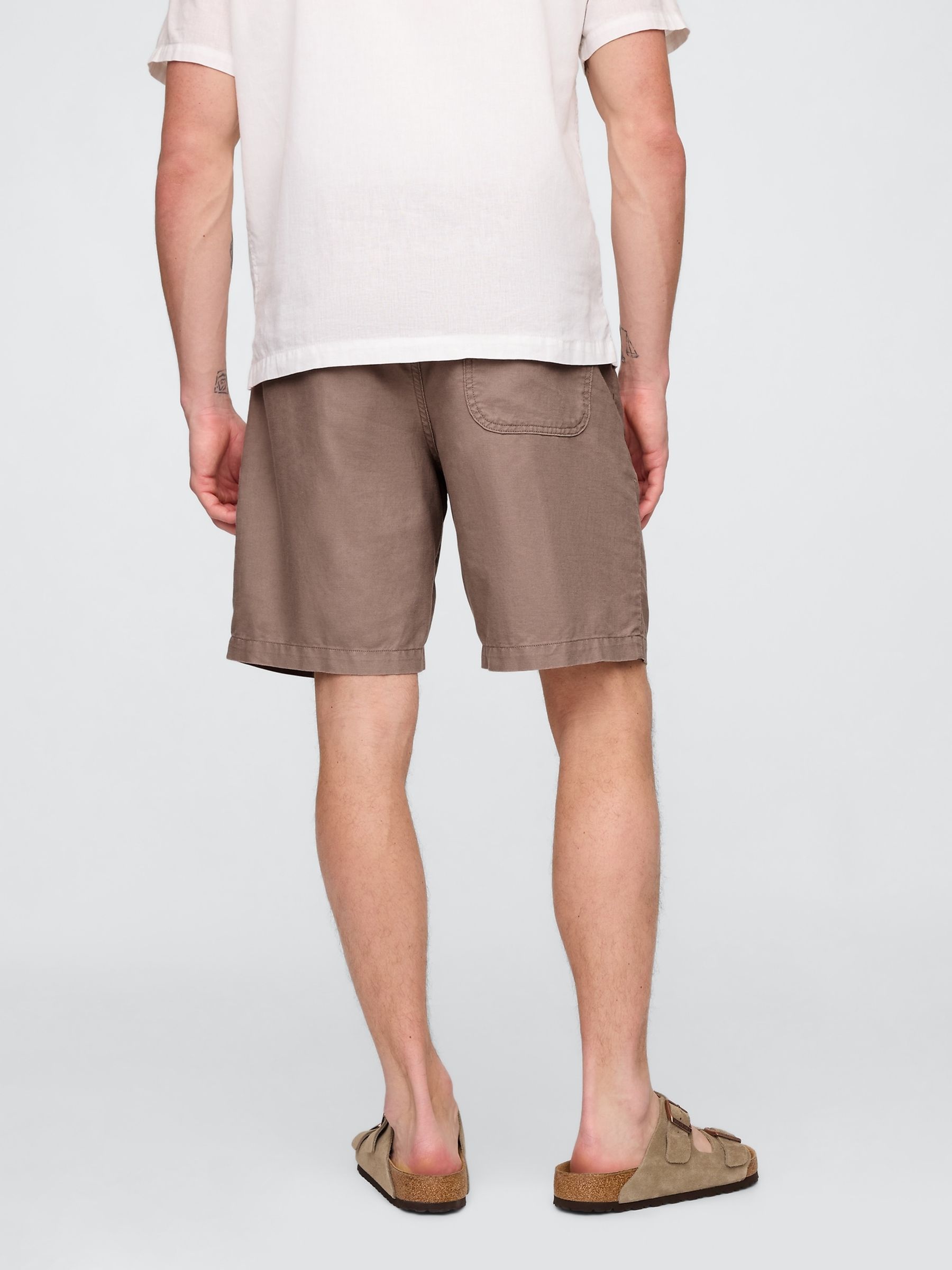 Brown 9"" Linen-Cotton Easy Chino Shorts - Image 2 of 5