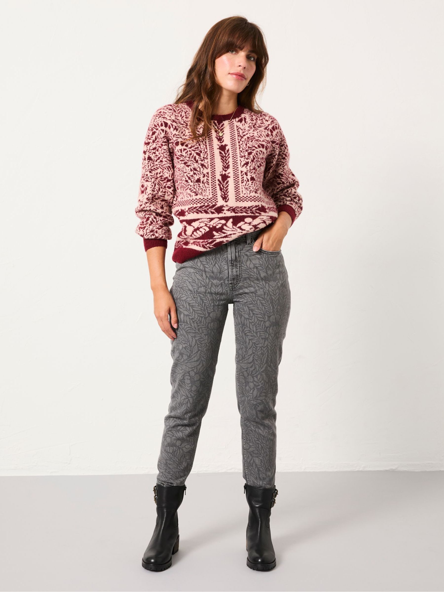 Grey Floral Bouquet Laser Print Jeans - Image 2 of 7