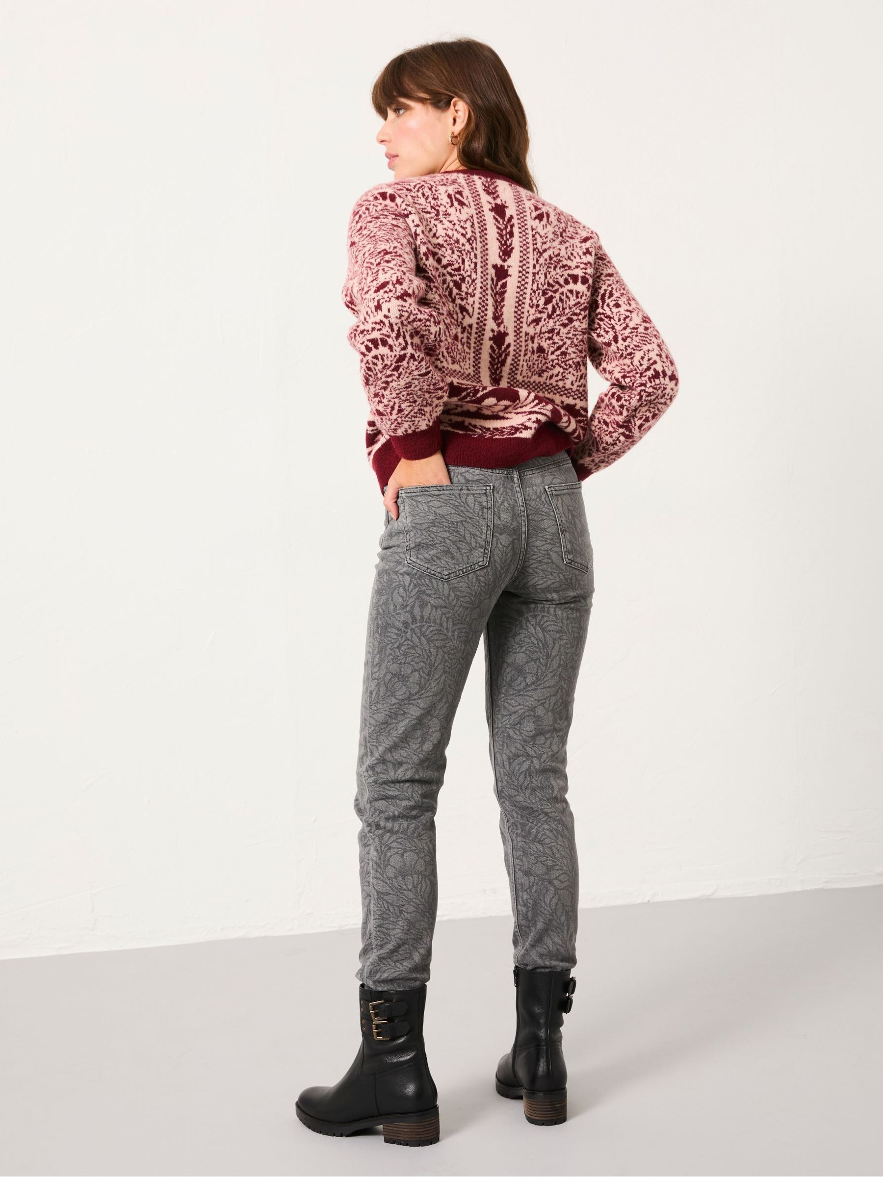 Grey Floral Bouquet Laser Print Jeans - Image 3 of 7