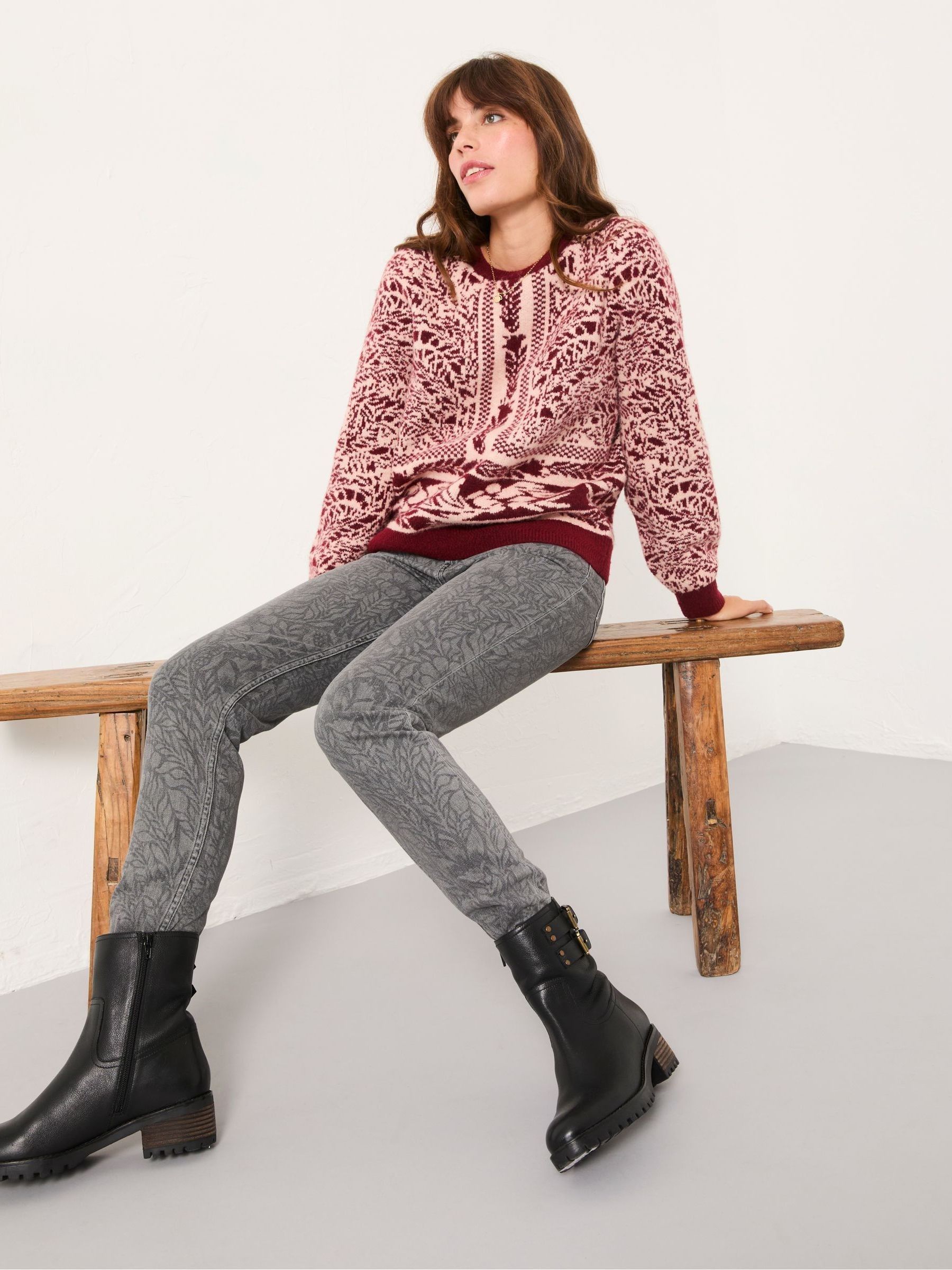 Grey Floral Bouquet Laser Print Jeans - Image 4 of 7