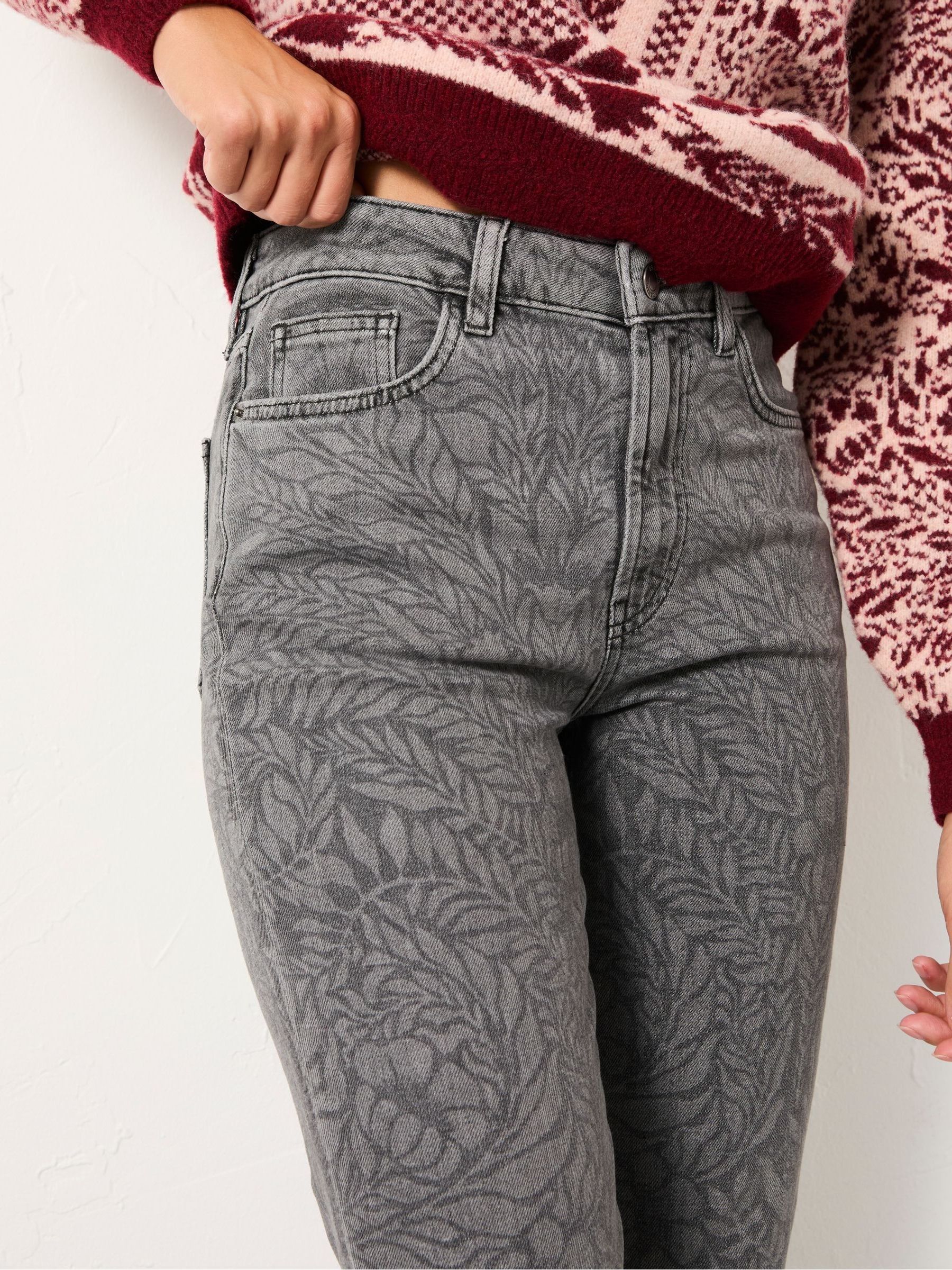 Grey Floral Bouquet Laser Print Jeans - Image 5 of 7