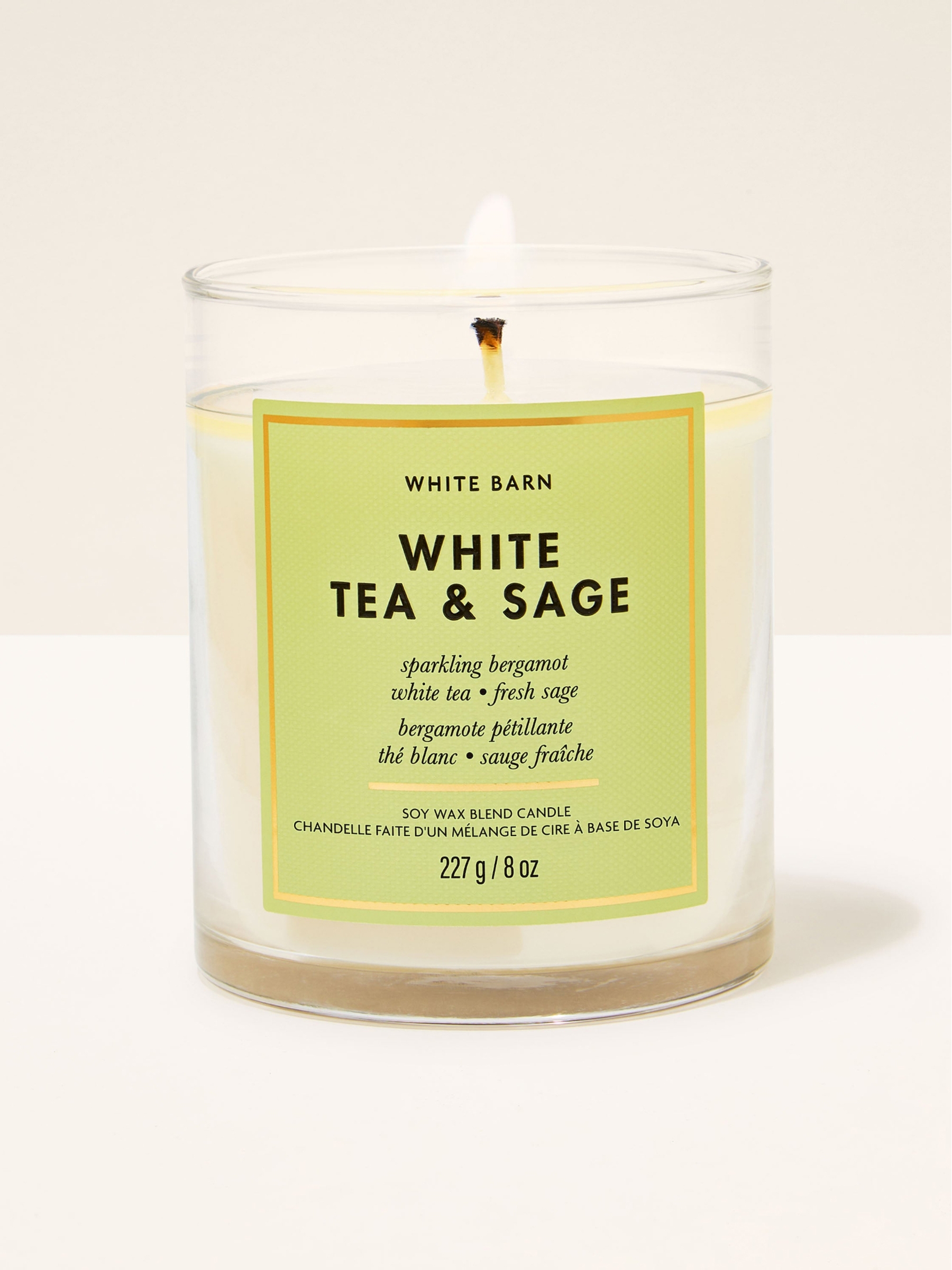 White Tea and Sage Single Wick Candle 227g - Image 1 of 2