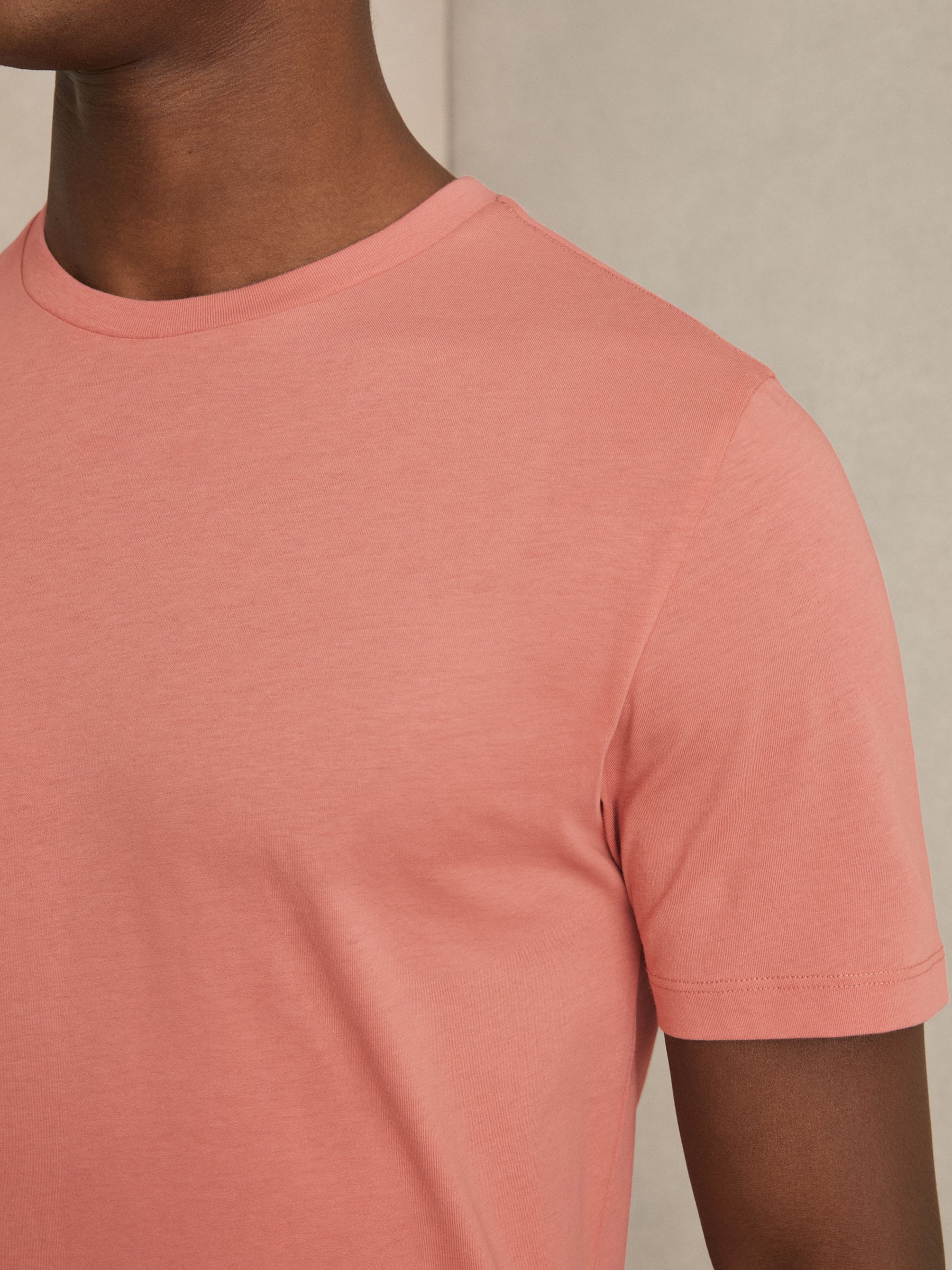 Crew Neck T-Shirt in Salmon Pink - Image 3 of 5