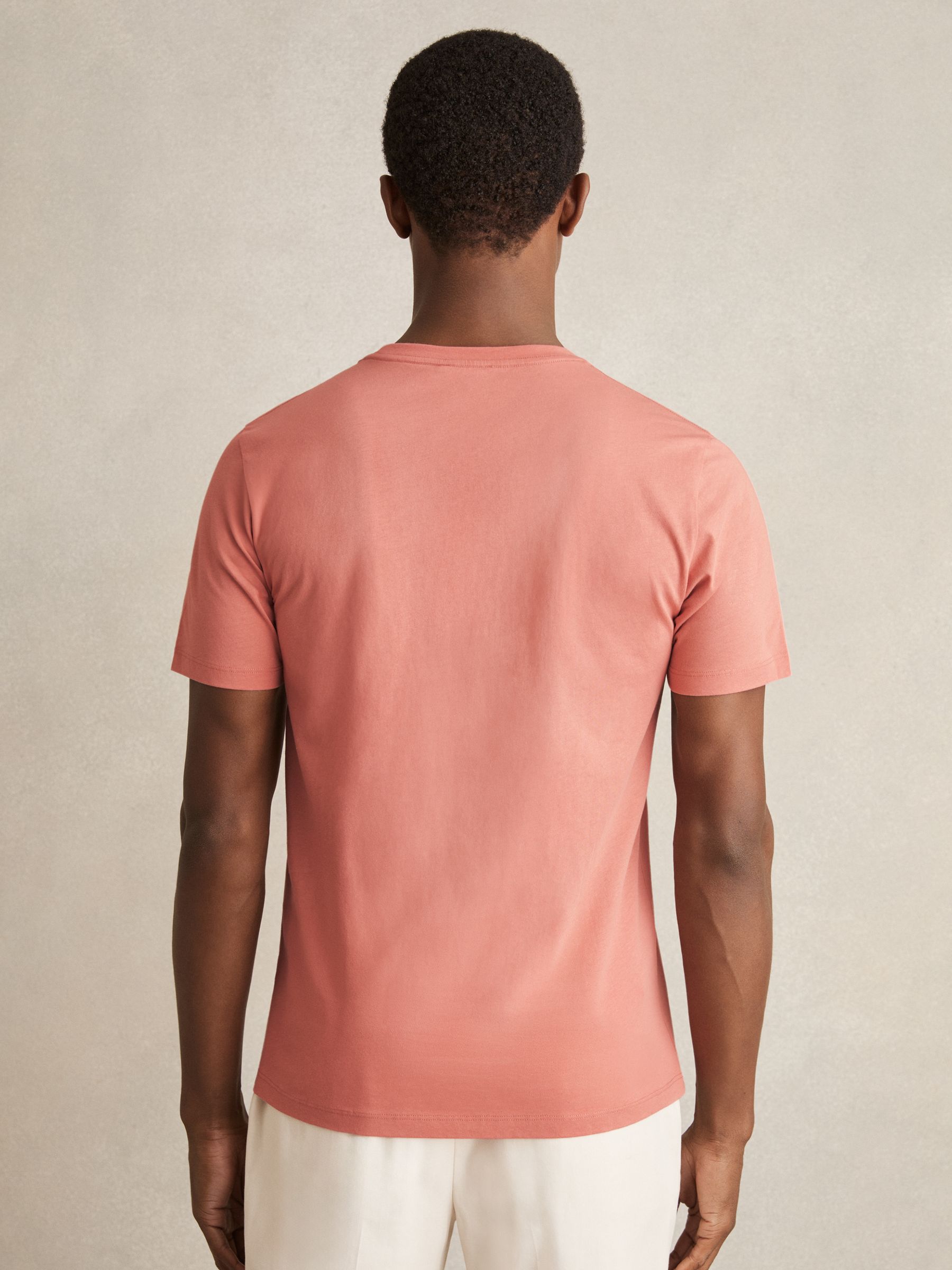 Crew Neck T-Shirt in Salmon Pink - Image 4 of 5