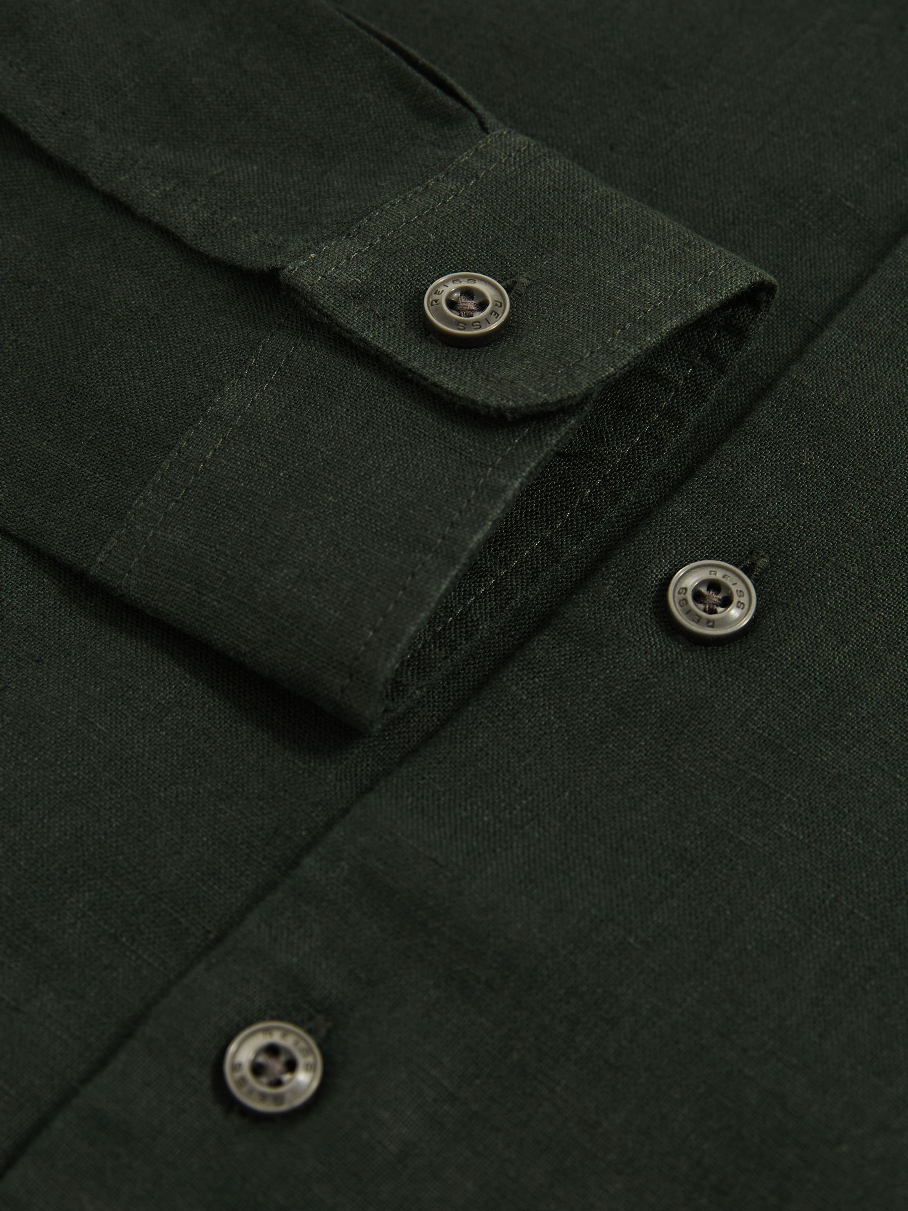 13-14 yrs Linen Cutaway Collar Shirt in Dark Green - Image 4 of 4