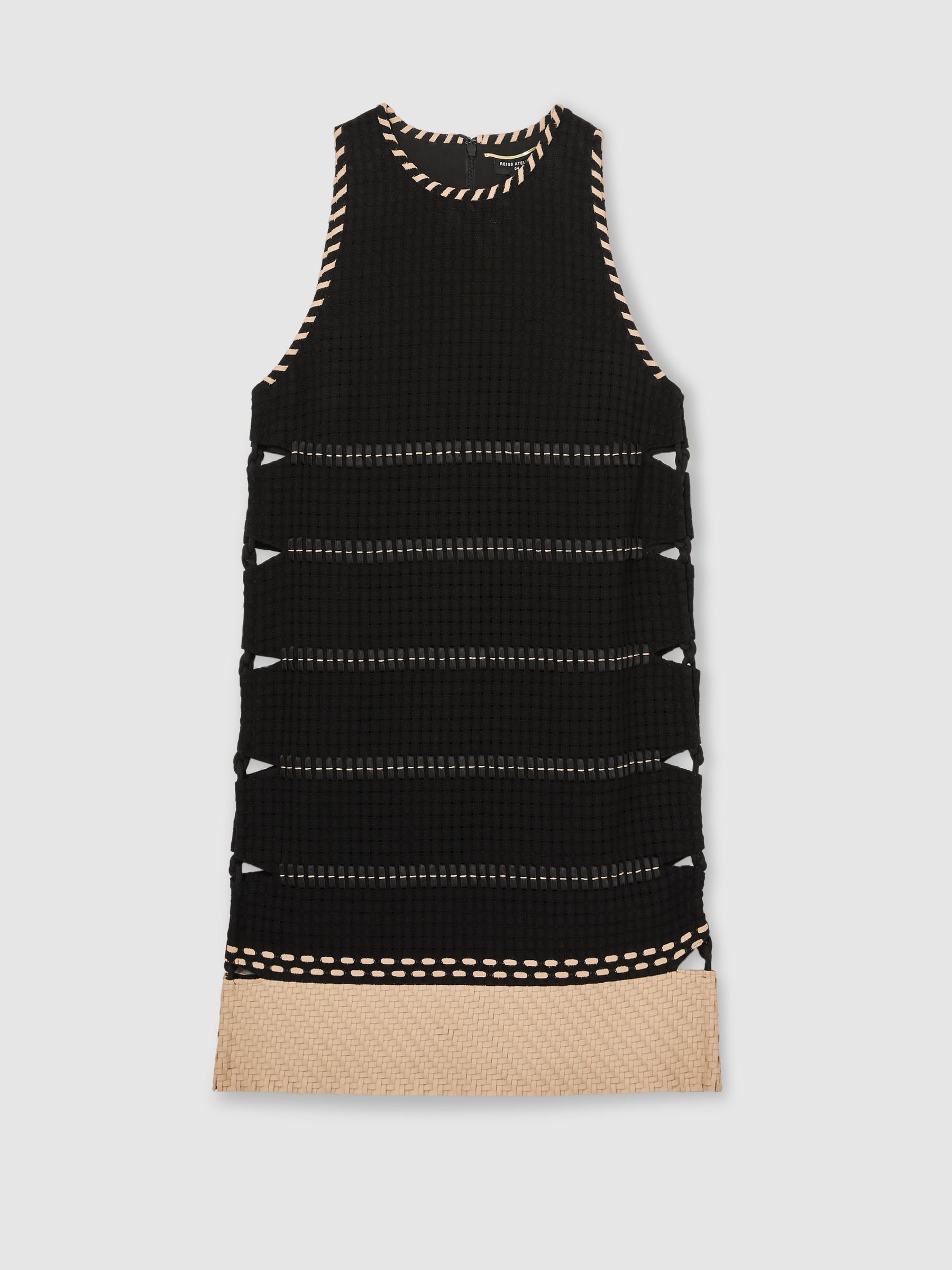 Atelier Cotton Whipstitch Mini Dress in Black - Image 2 of 6