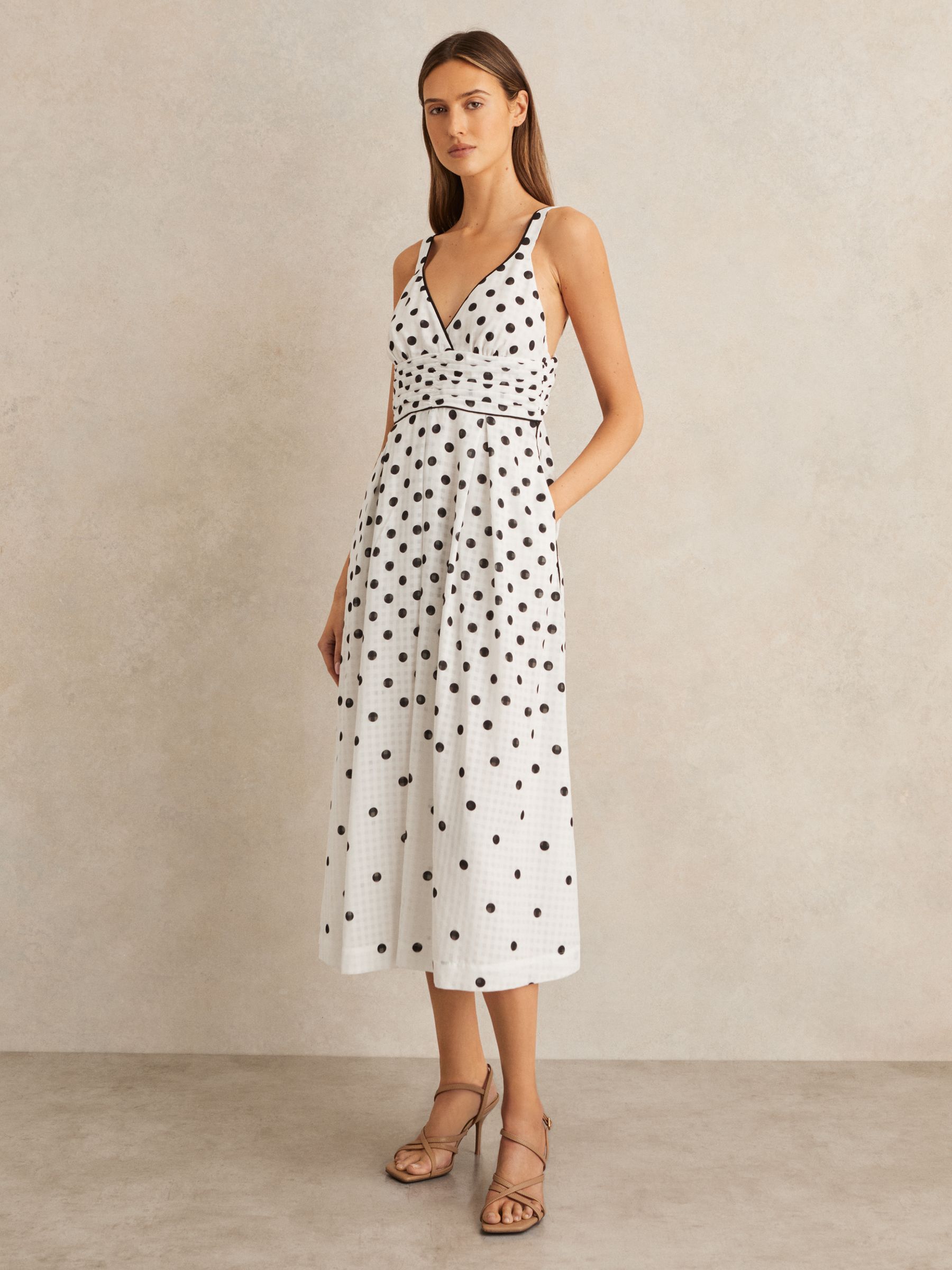 Polka Dot Midi Dress in Black/White - image 3