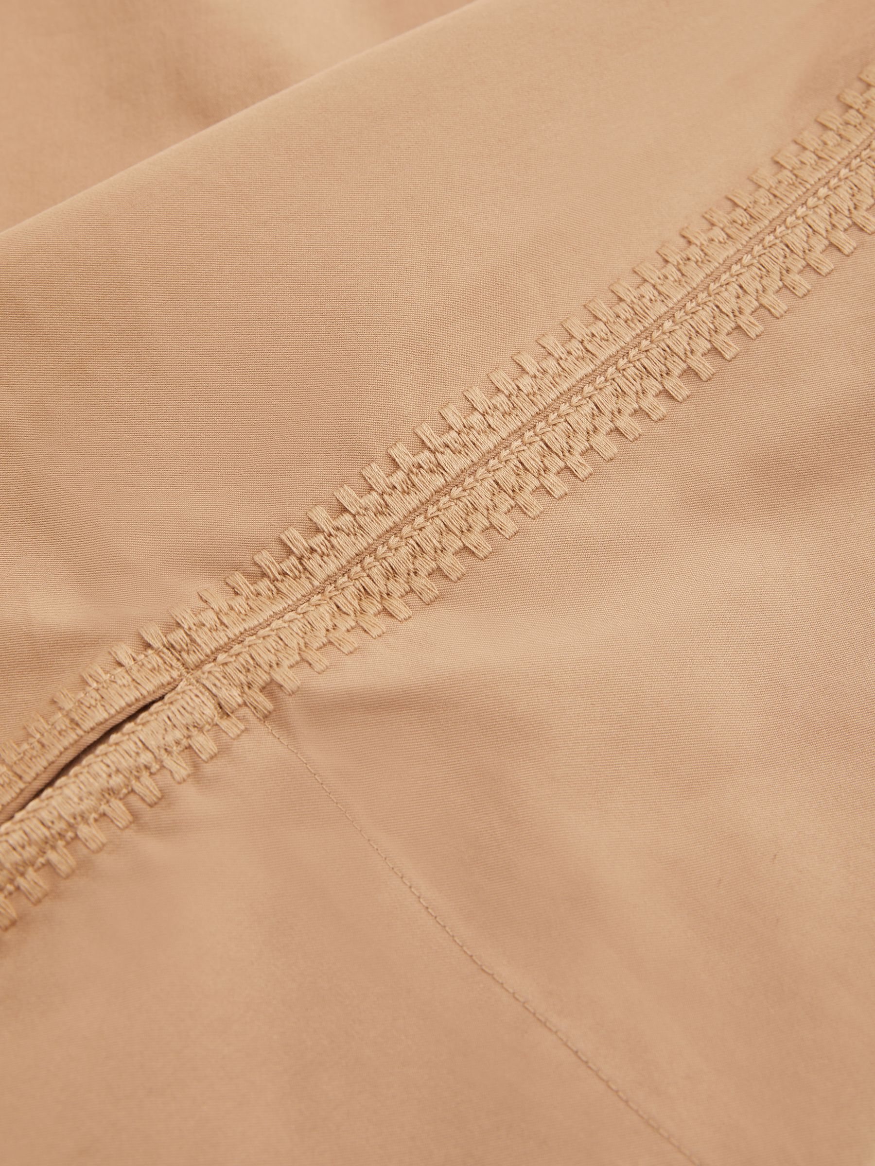 Cotton Blend Craft Stitch Collared Top in Camel - Image 6 of 6