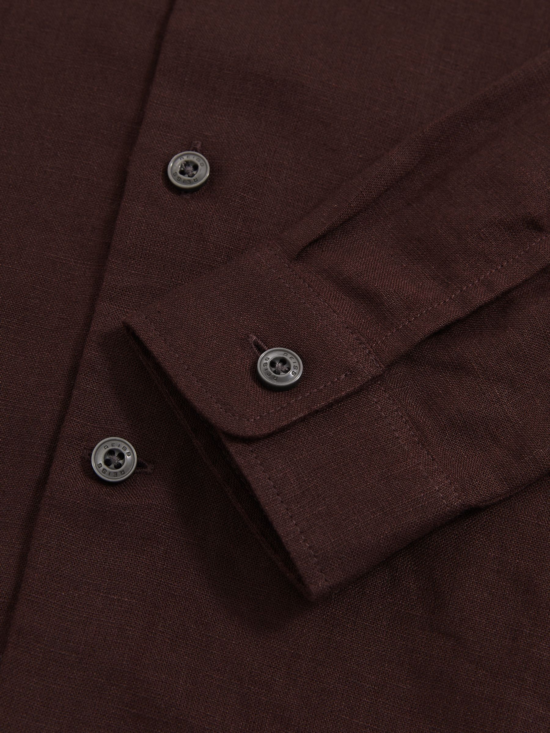 13-14 yrs Linen Cutaway Collar Shirt in Dark Brown - Image 4 of 4