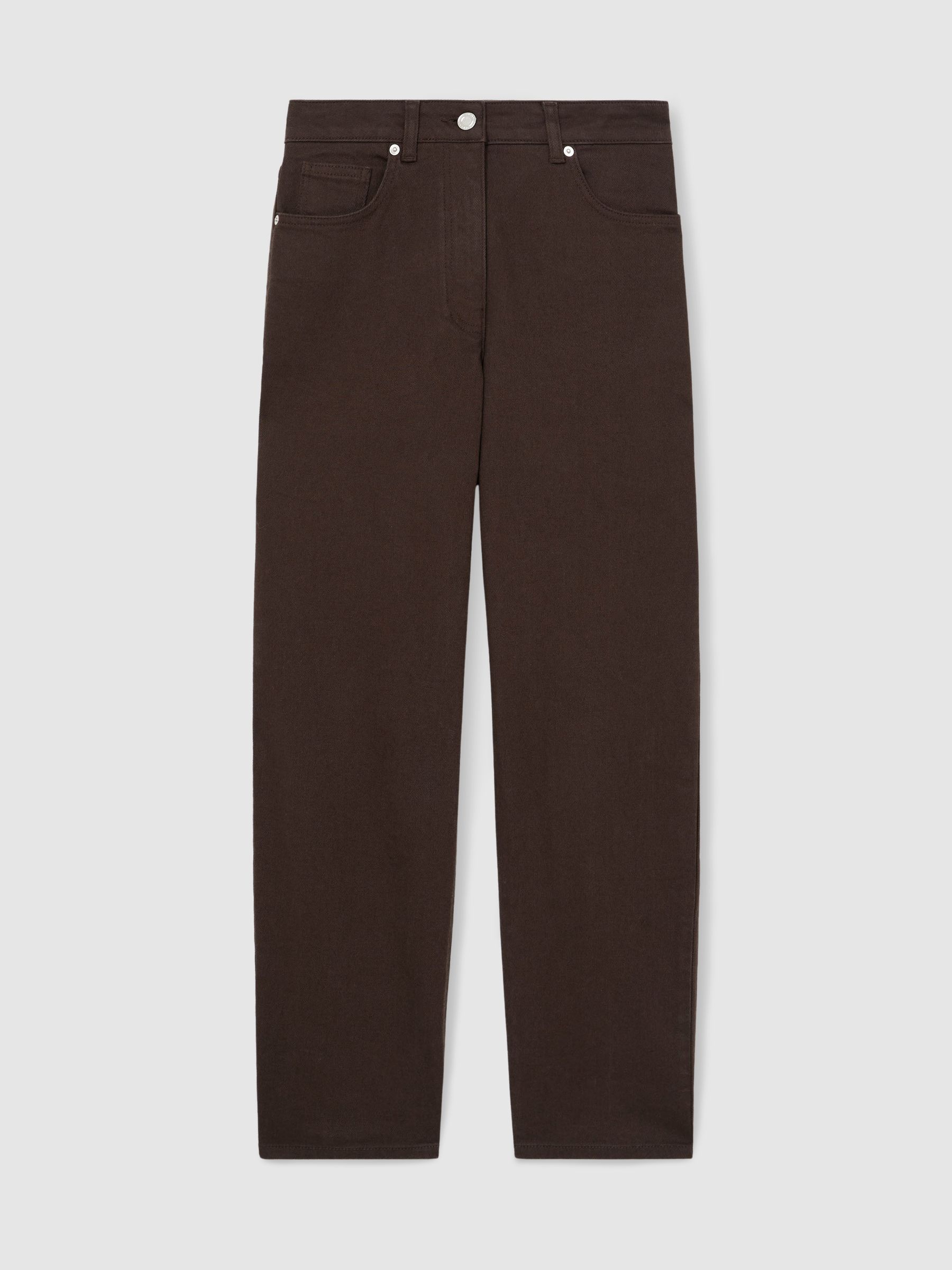 Petite Mid Rise Straight Leg Jeans in Chocolate - Image 2 of 7