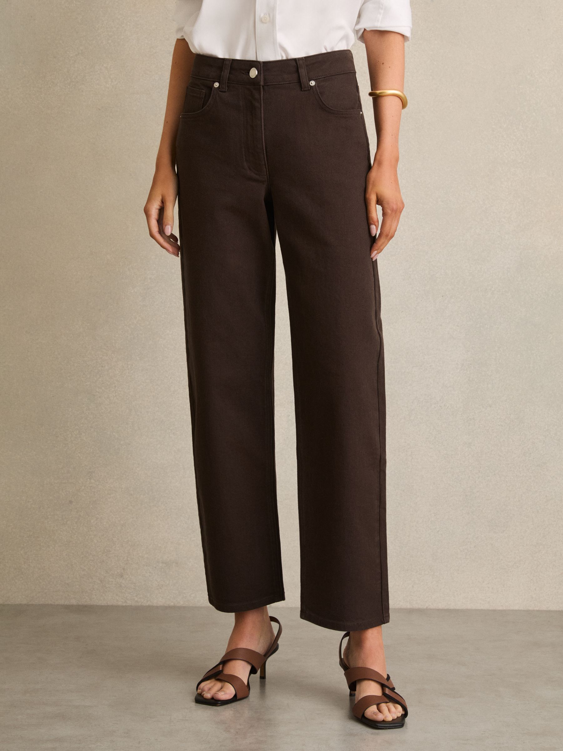Petite Mid Rise Straight Leg Jeans in Chocolate - Image 3 of 7
