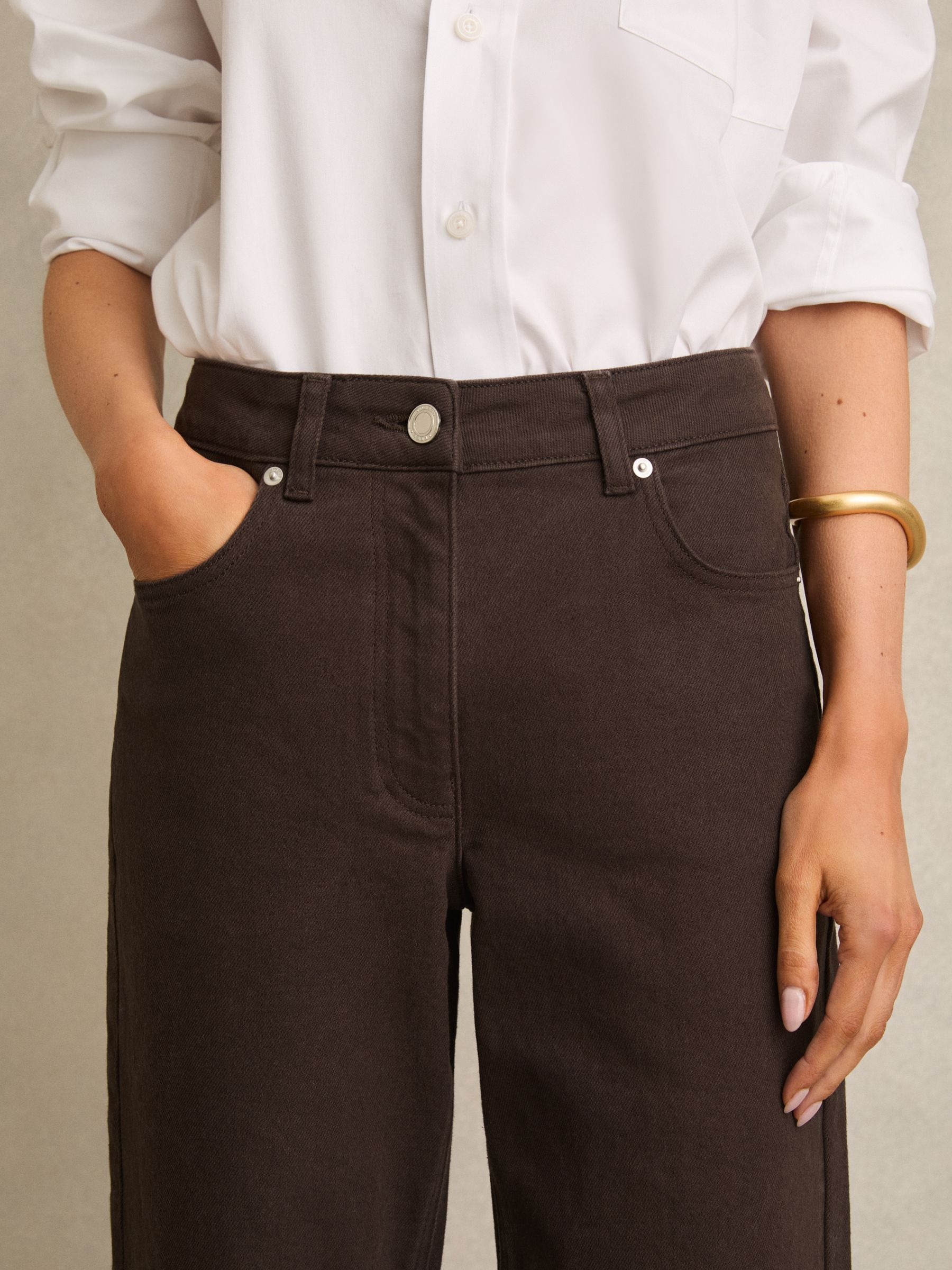 Petite Mid Rise Straight Leg Jeans in Chocolate - Image 4 of 7