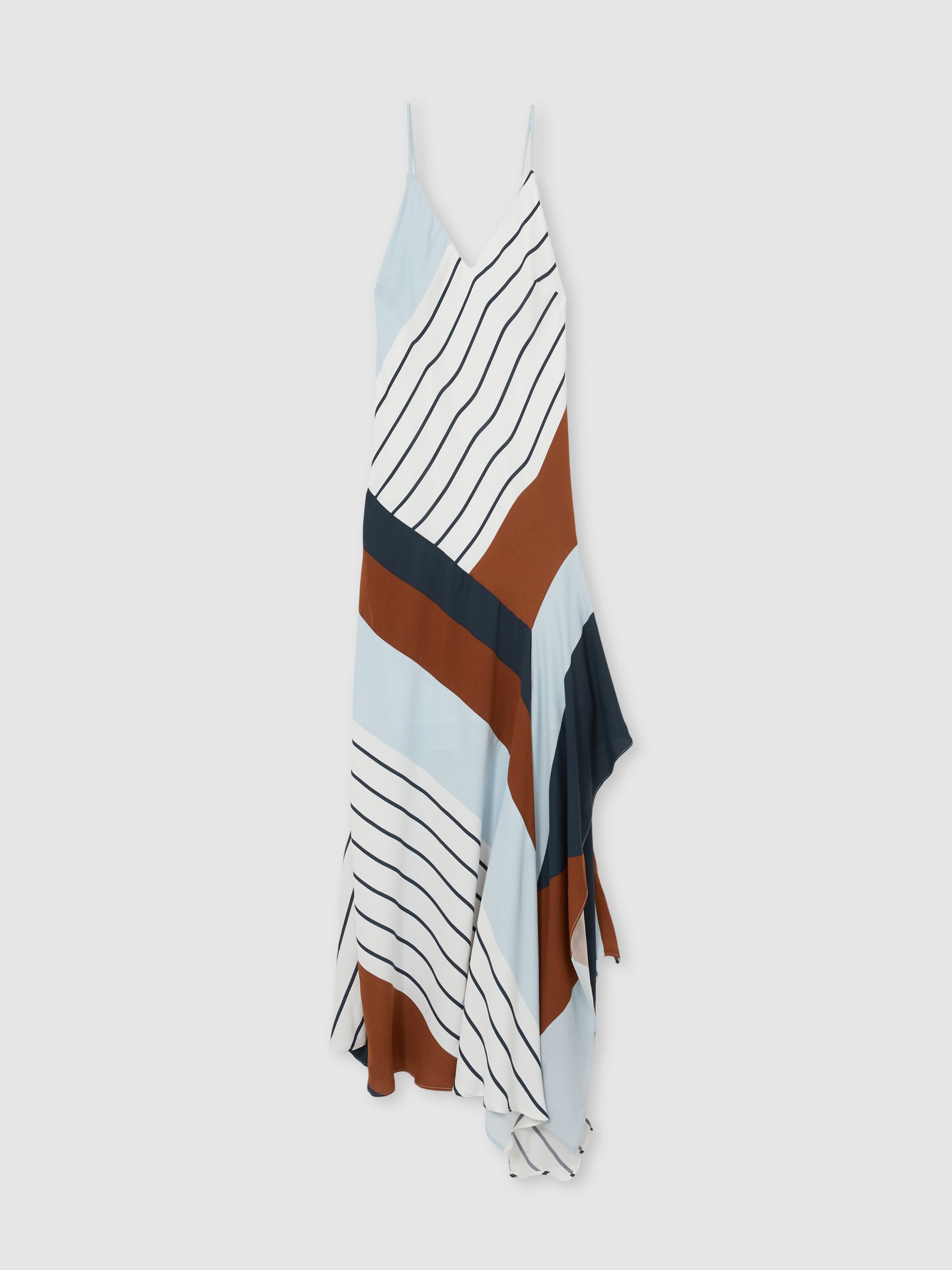 Stripe-Print Handkerchief Maxi Dress in Blue/Brown - Image 2 of 5