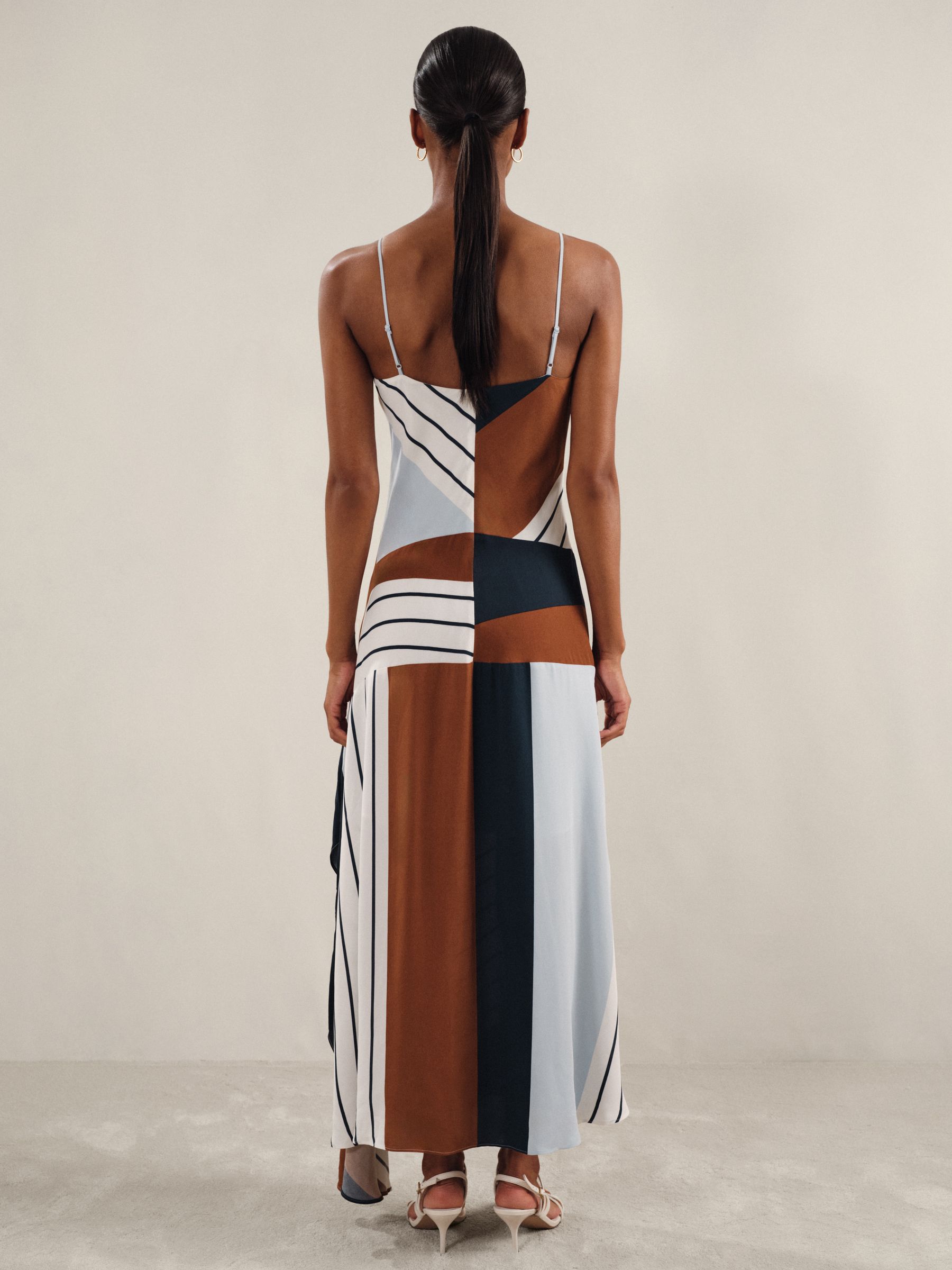Stripe-Print Handkerchief Maxi Dress in Blue/Brown - Image 4 of 5