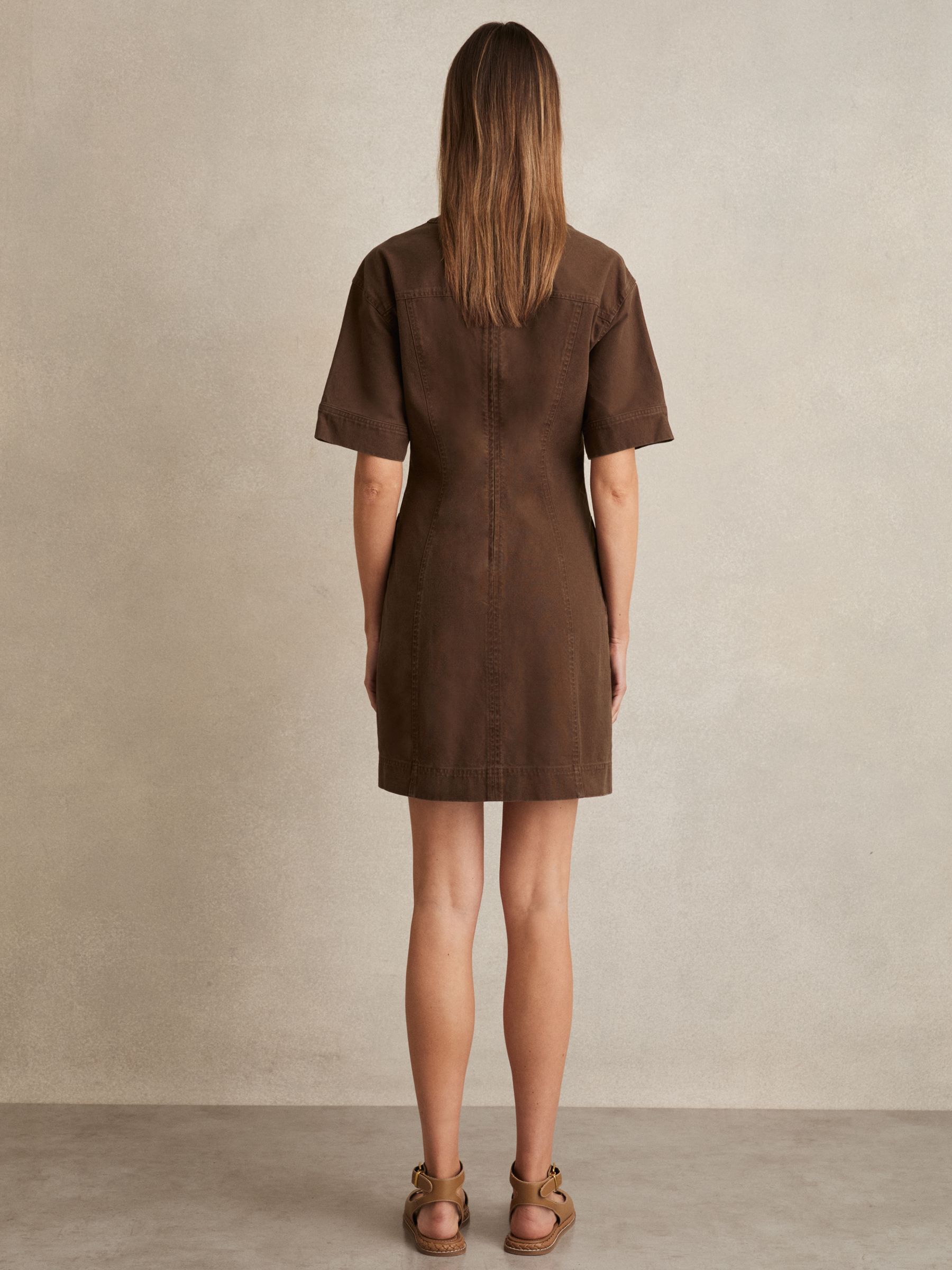 Lace Up Denim Shirt Dress in Chocolate - Image 4 of 5