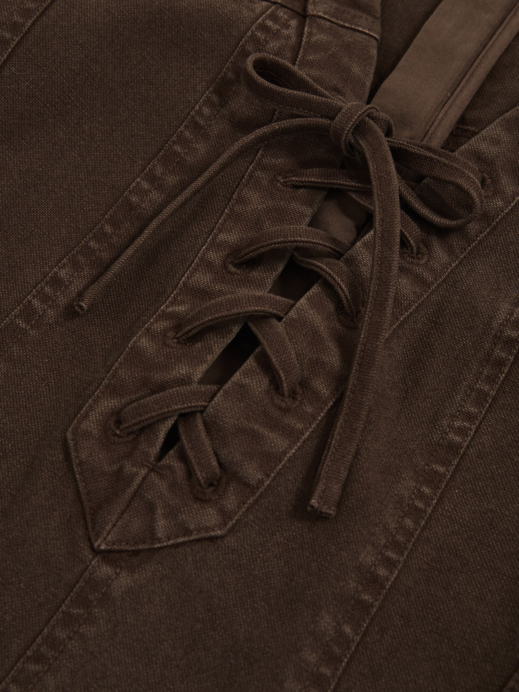 Lace Up Denim Shirt Dress in Chocolate - Image 5 of 5
