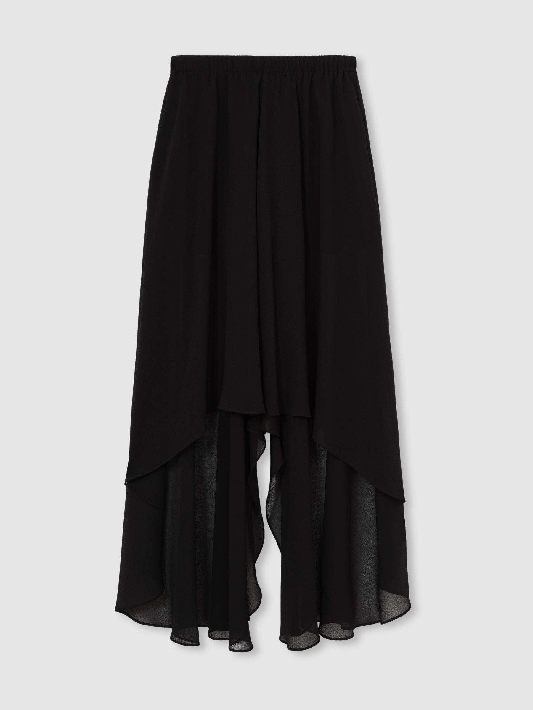 Petite Sheer-Overlay High-Low Shorts in Black - Image 2 of 7