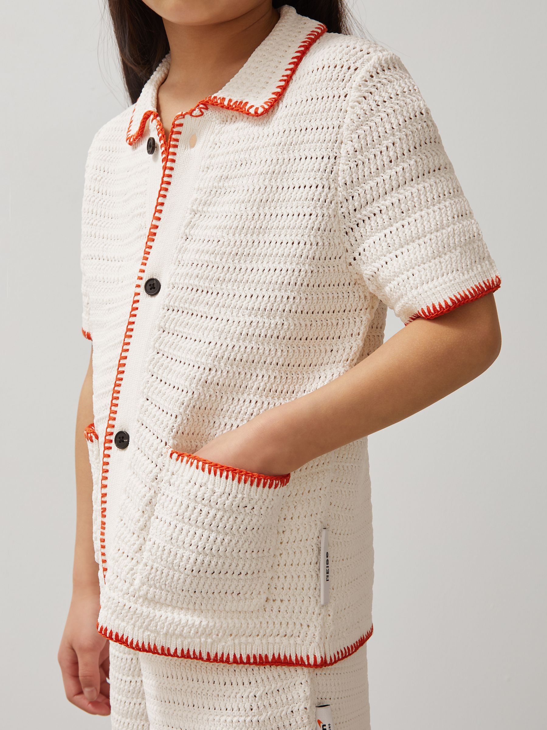 McLaren F1 Team Crochet Shirt in Off White/Orange - Image 1 of 6 McLaren F1 Team Crochet Shirt in Off White/Orange - Image 1 of 6