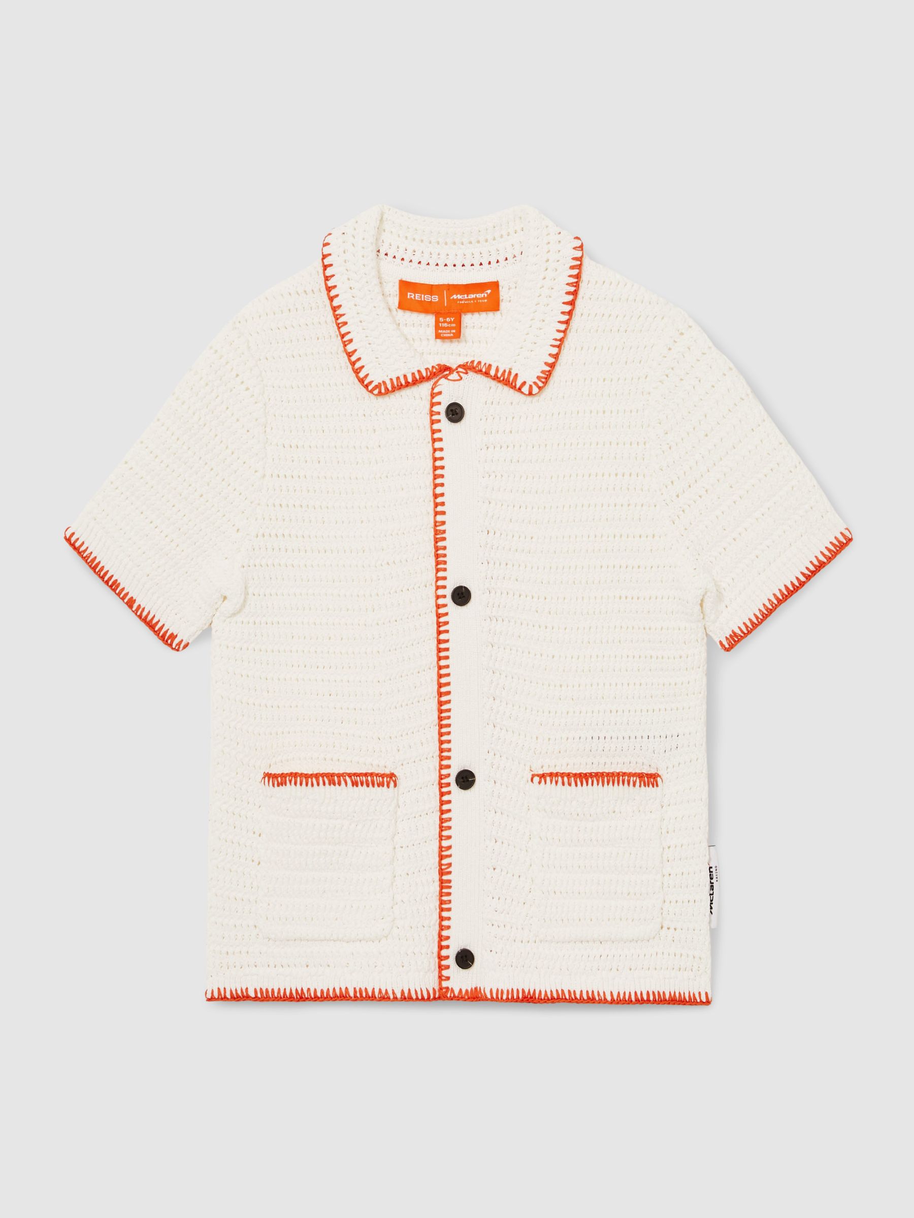 McLaren F1 Team Crochet Shirt in Off White/Orange - Image 2 of 6