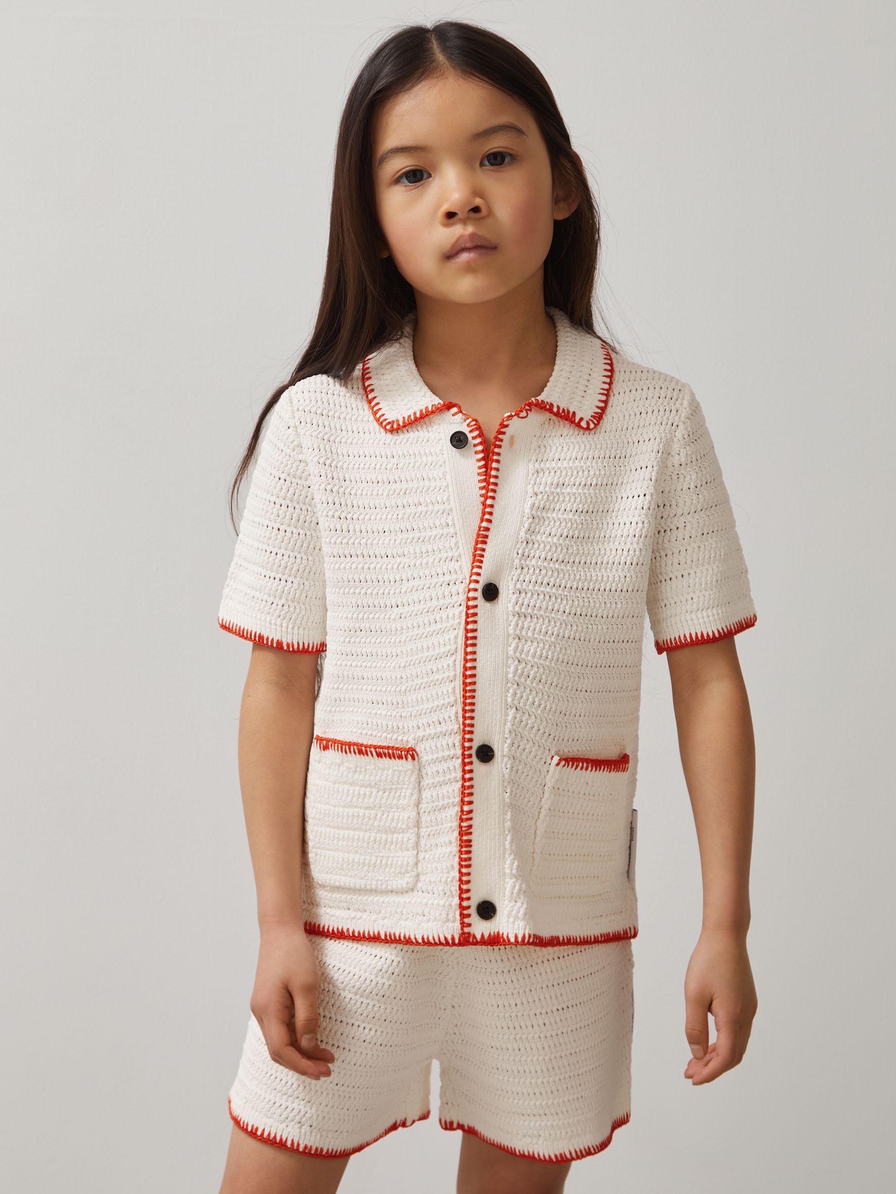 McLaren F1 Team Crochet Shirt in Off White/Orange - Image 4 of 6